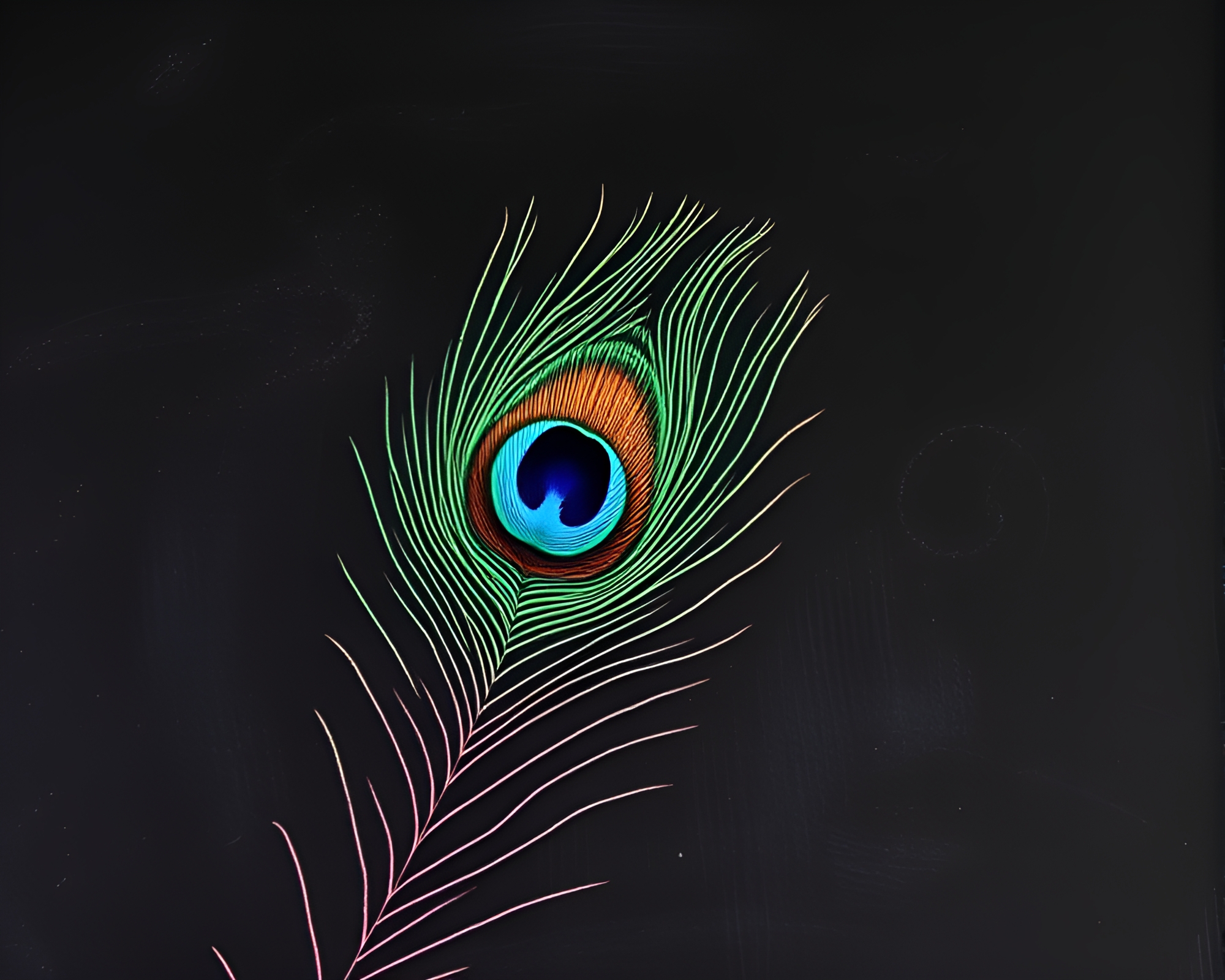 Vintage Chalkboard Drawing of Peacock Feather – free AI stock image