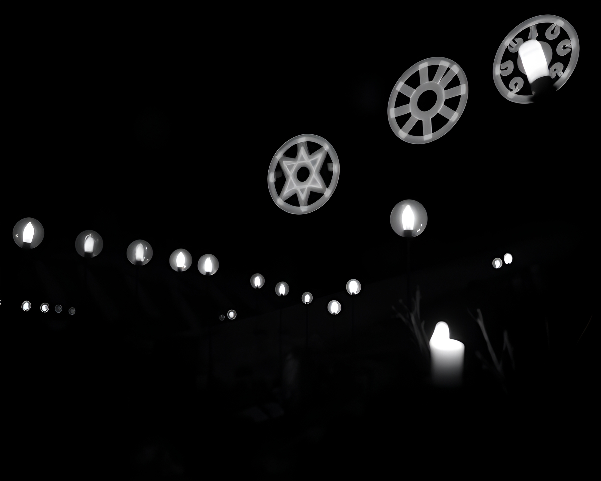 Esoteric Symbols in Noir Stereograph Composition – free AI stock image