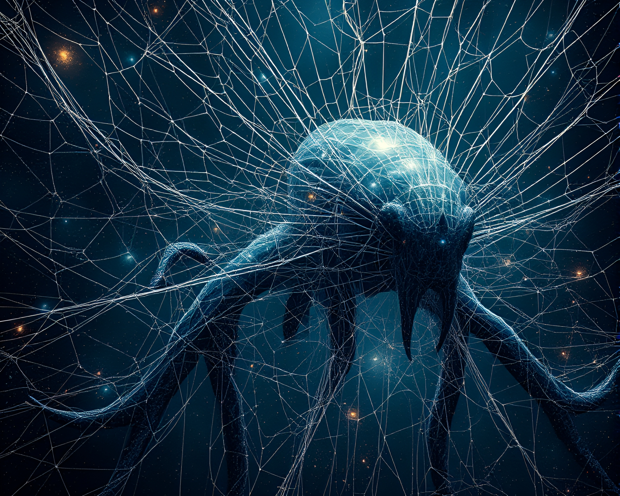Leviathan in Cybernetic Web of Cosmic Dust – free AI stock image
