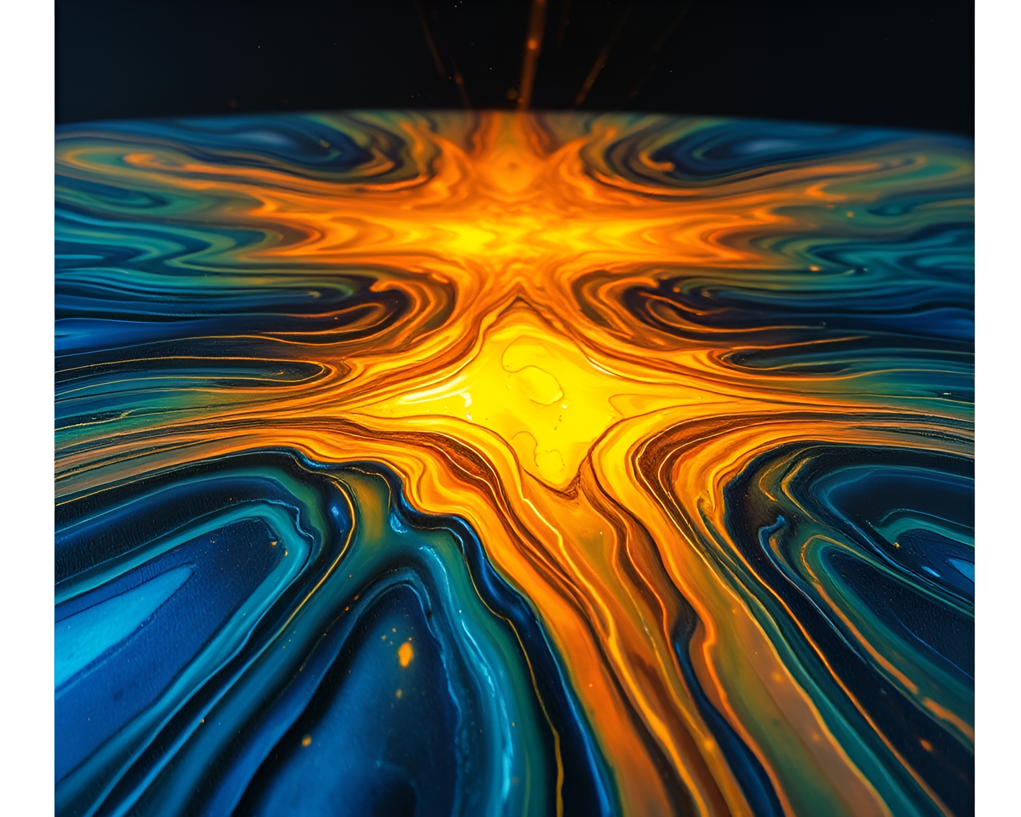 Impasto Quantum Teleportation Device Glowing in Wide-Angle Photography – free AI stock image