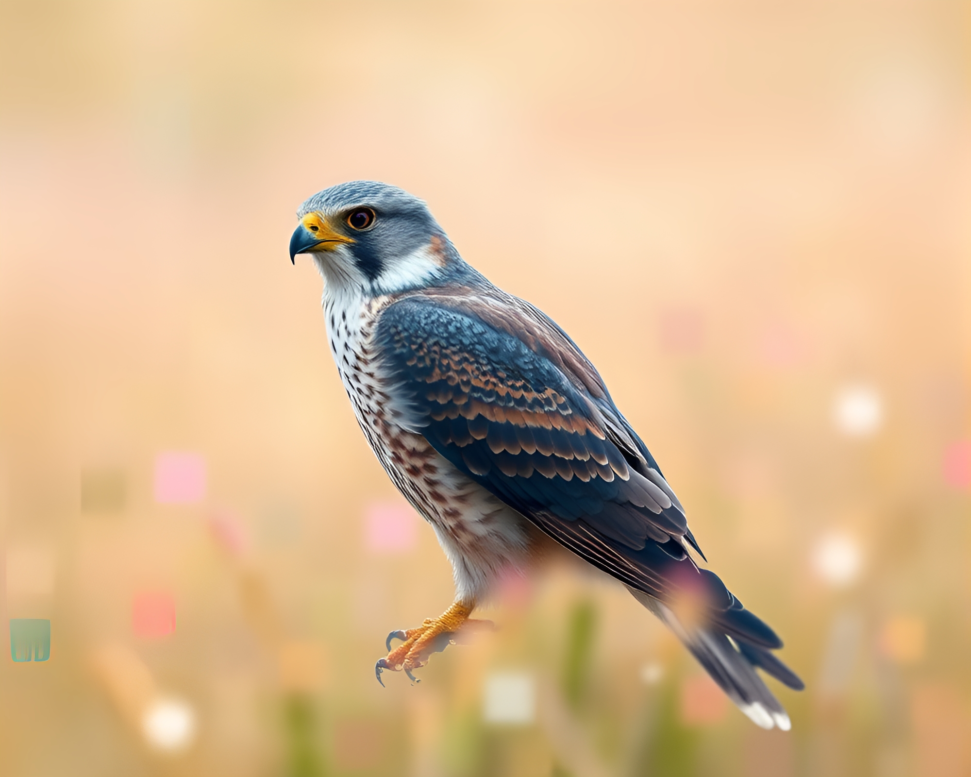 Glitch Falcon Soaring in Pastel Skies – free AI stock image