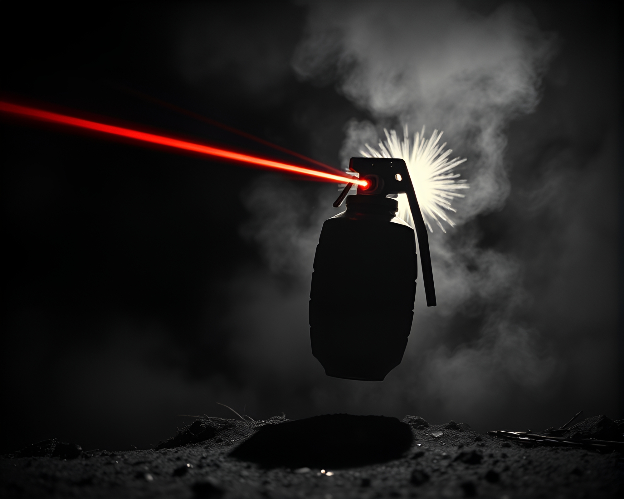 Antimatter Grenade Detonation in Dark Chiaroscuro Setting – free AI stock image
