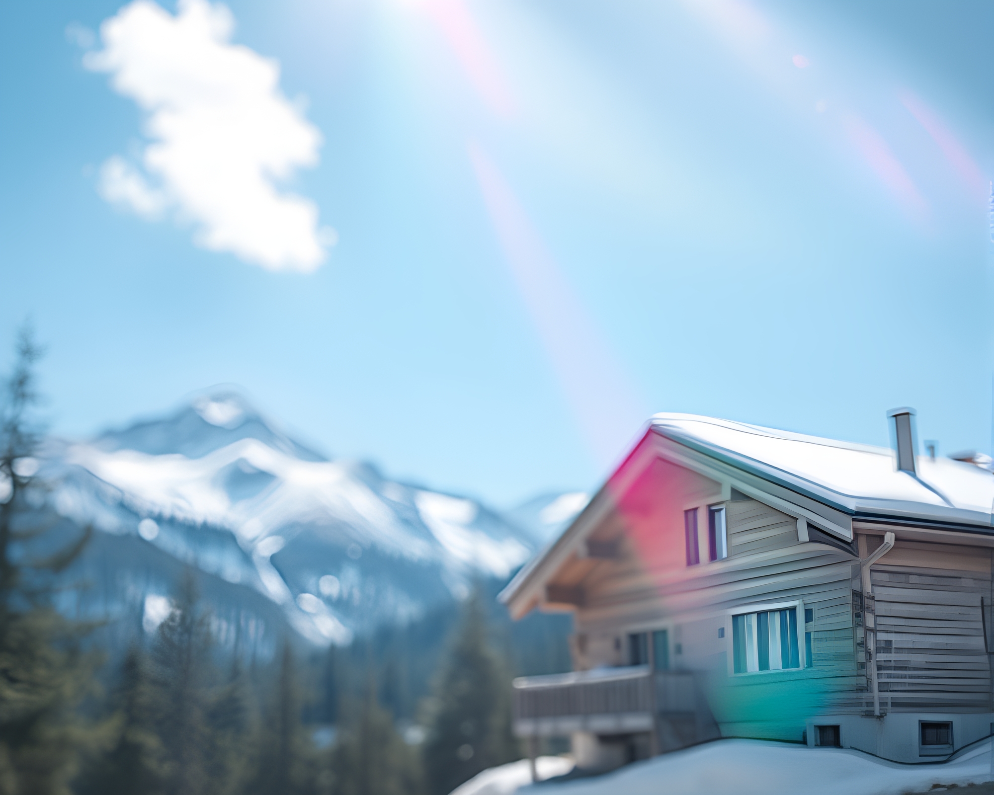 Alpine Chalet Prism Refraction Macro Composition – free AI stock image