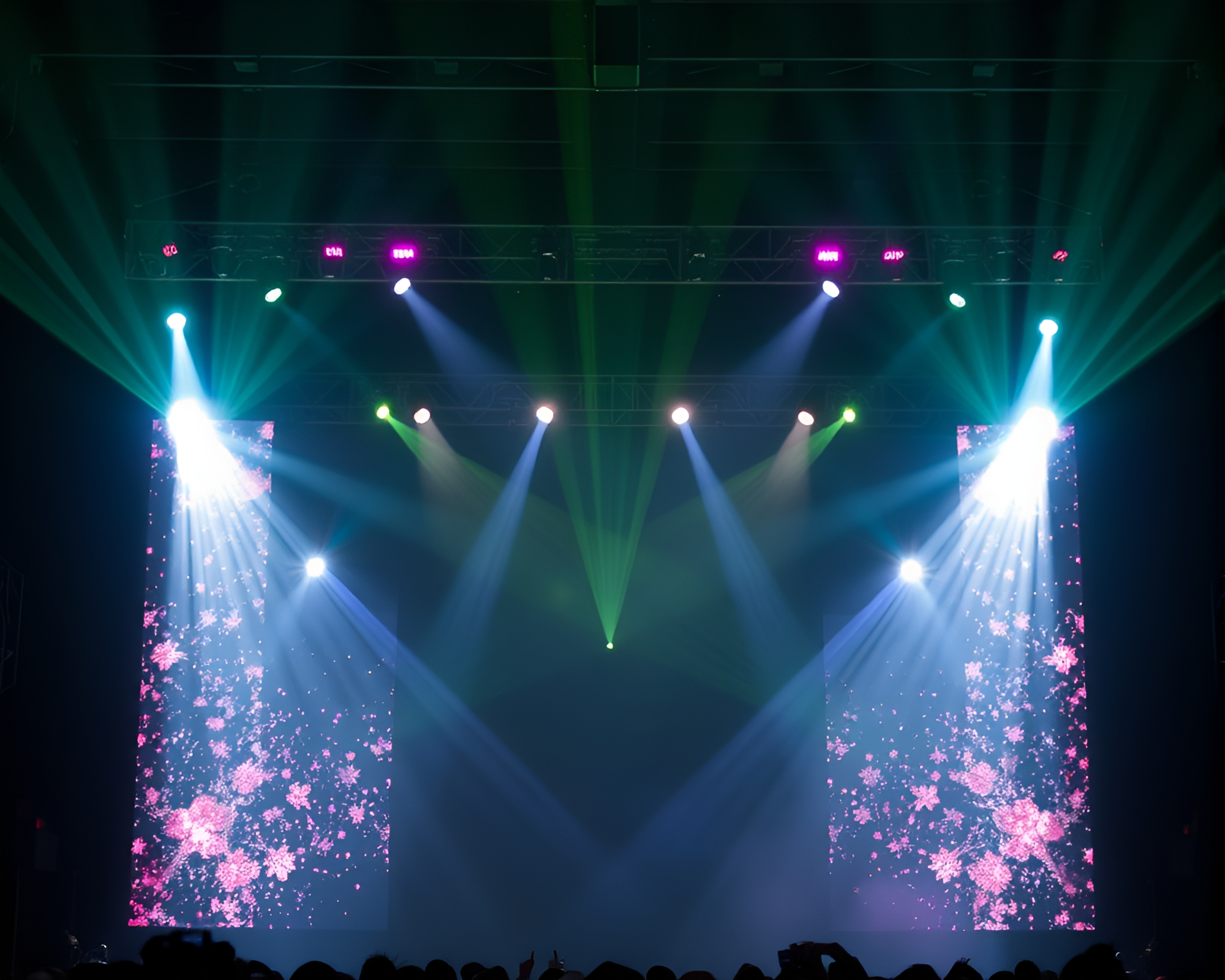 Spring Blossom Concert Stage Lens Flare Engraving – free AI stock image