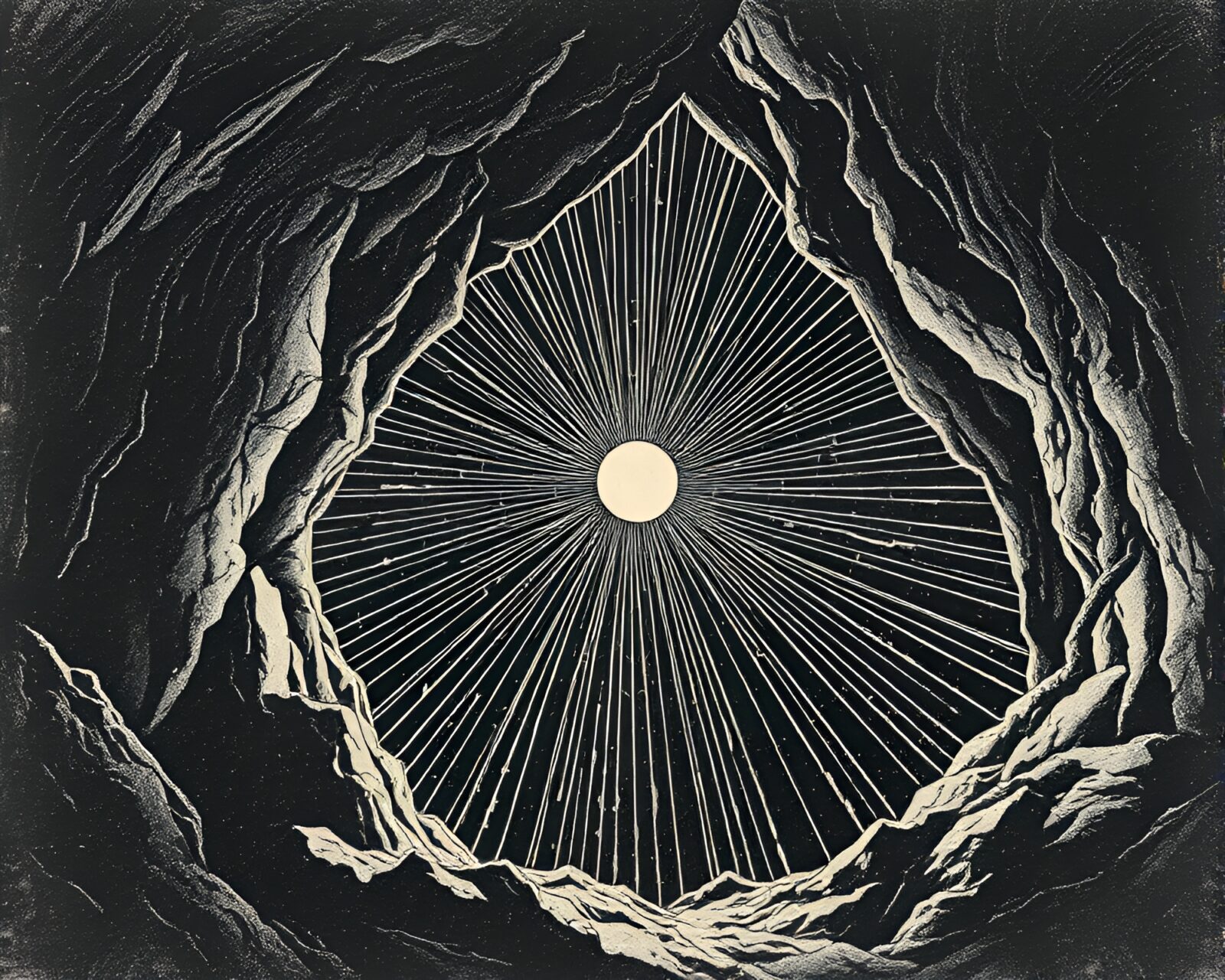 Ancient-inspired artwork bathed in divine beams and worn textures