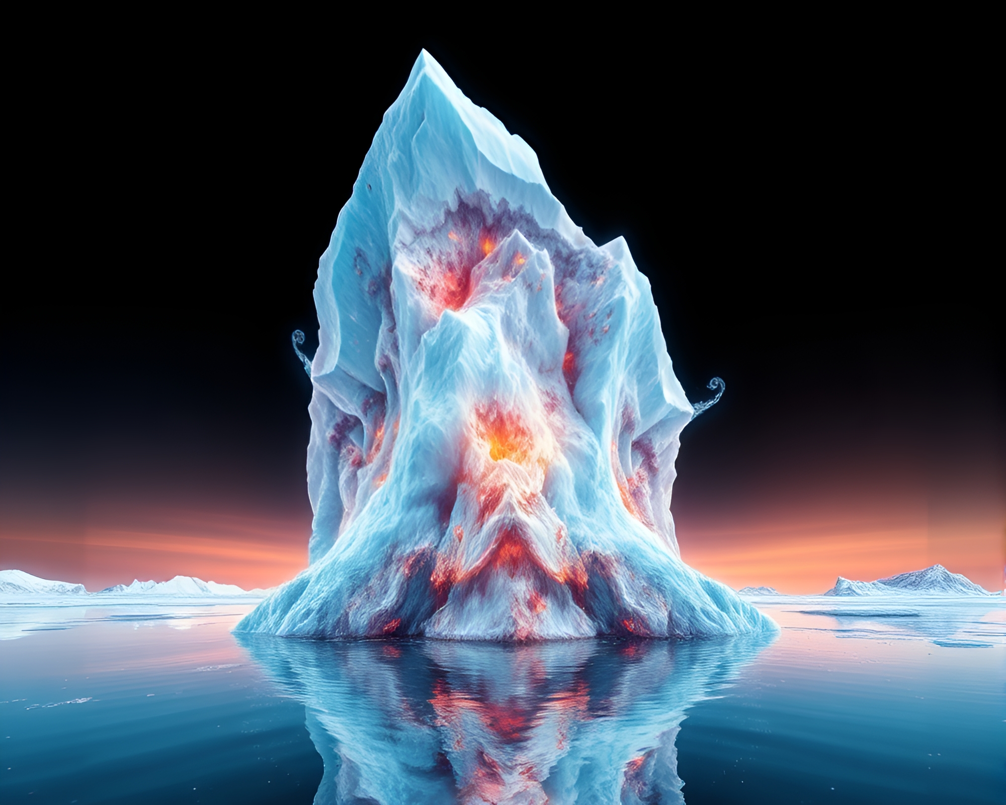 Arctic Iceberg Fractal Overlay: Digital Bloom Art – free AI stock image