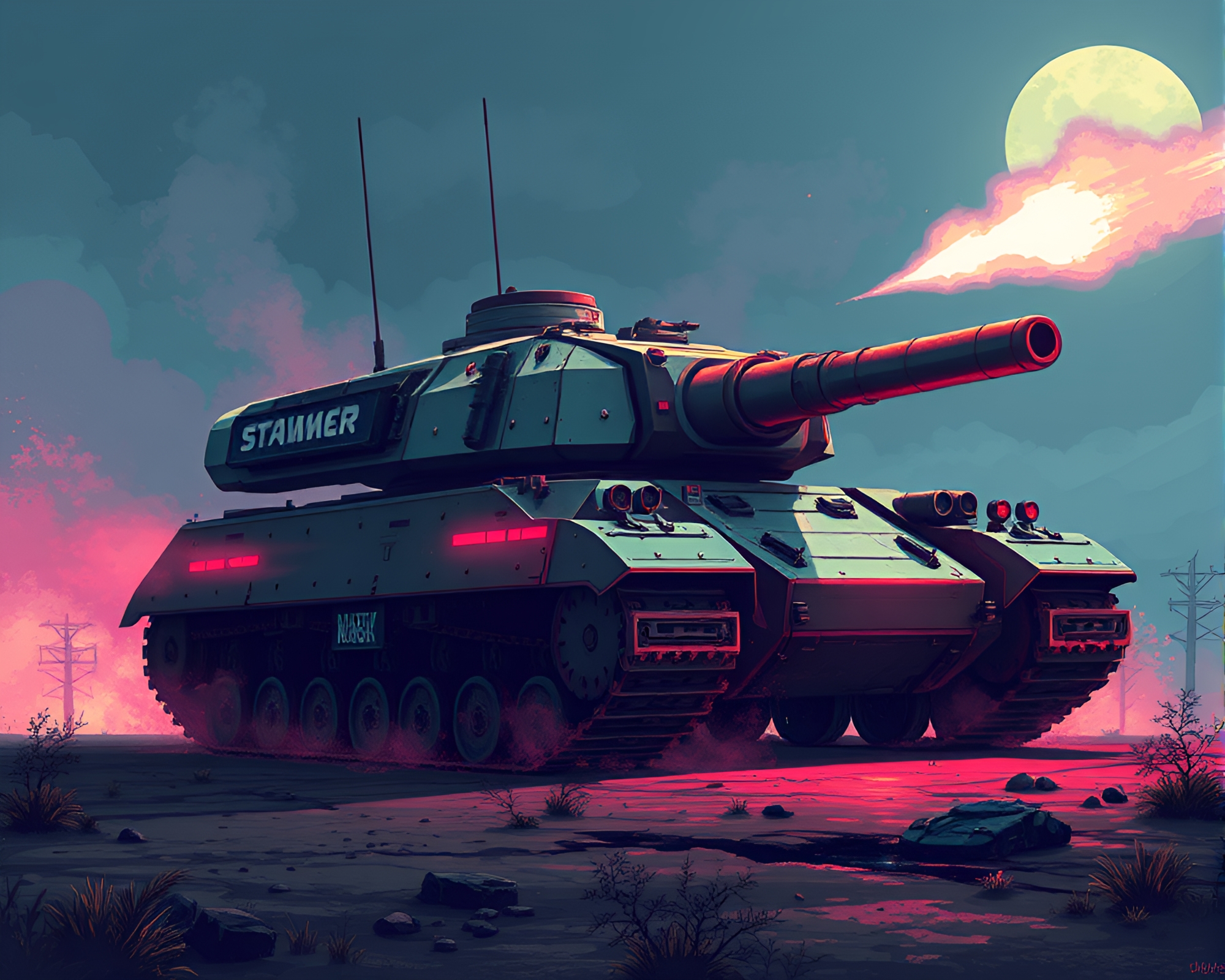 Mecha Tank in Retro Pixel Art Style – free AI stock image
