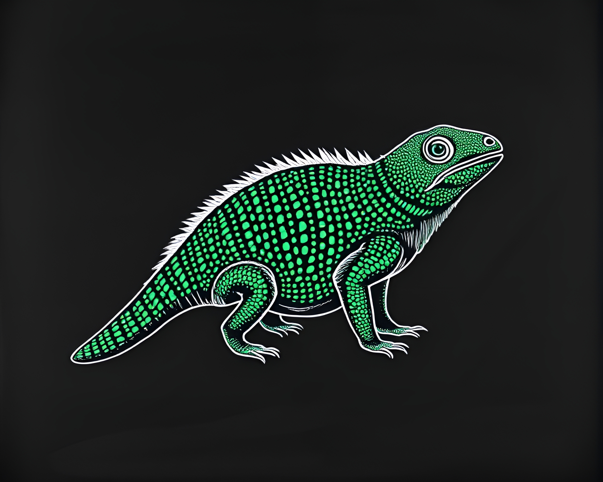 Emerald Armadillo Halftone Grid Chalkboard Drawing – free AI stock image