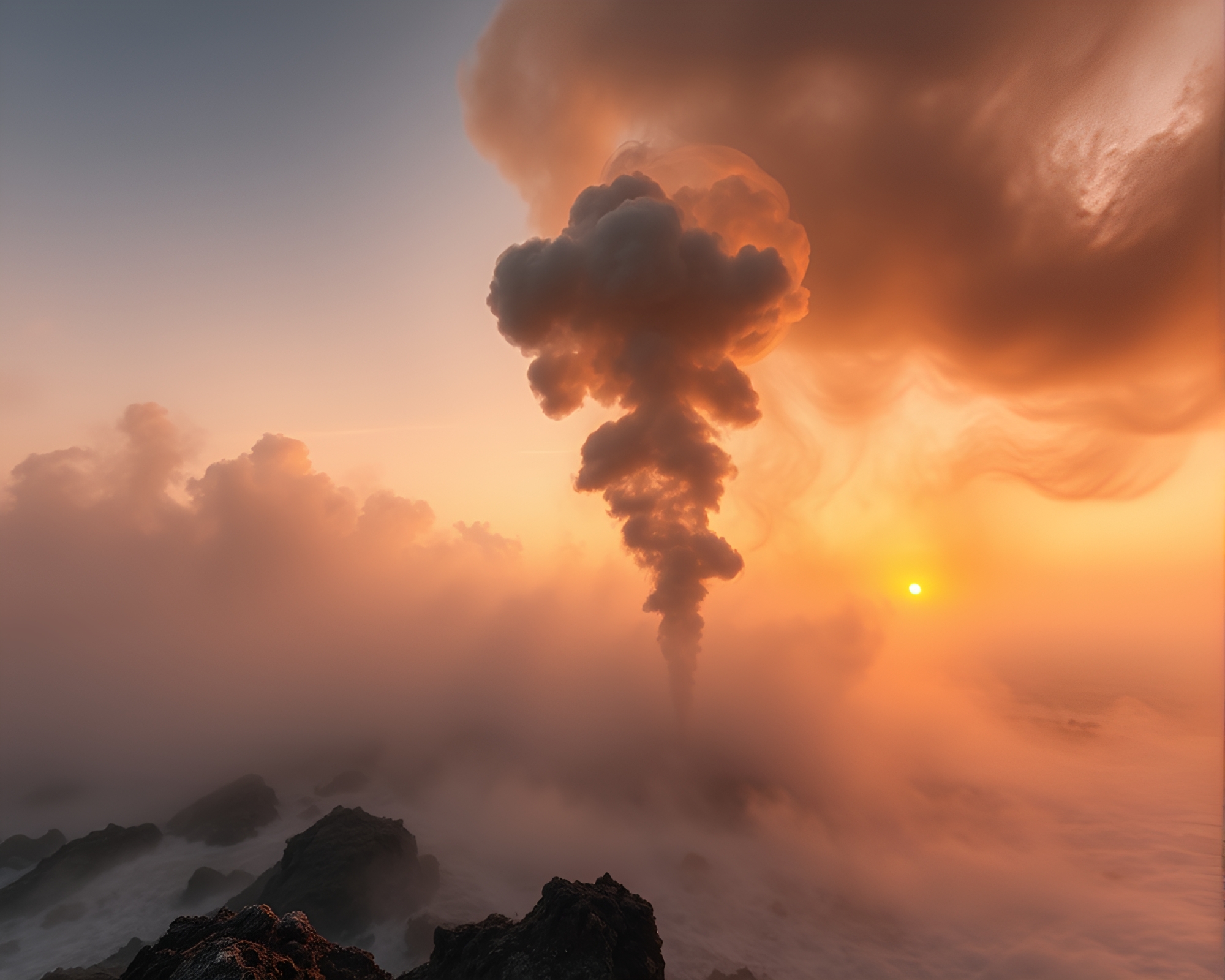 Reef Smoke Plume Swirls in Cool Dawn Light – free AI stock image