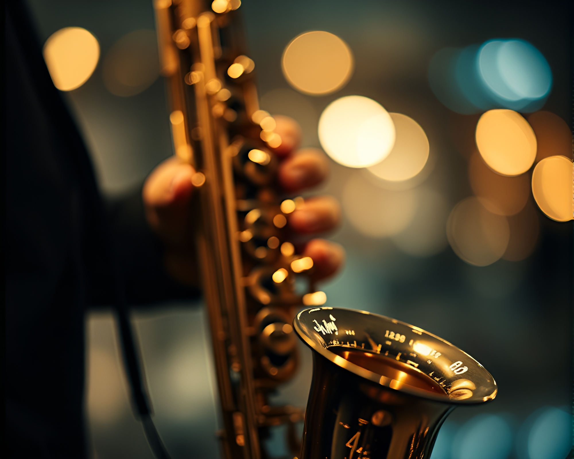 Saxophone Symphony: Zoom Burst Bokeh Melody – free AI stock image