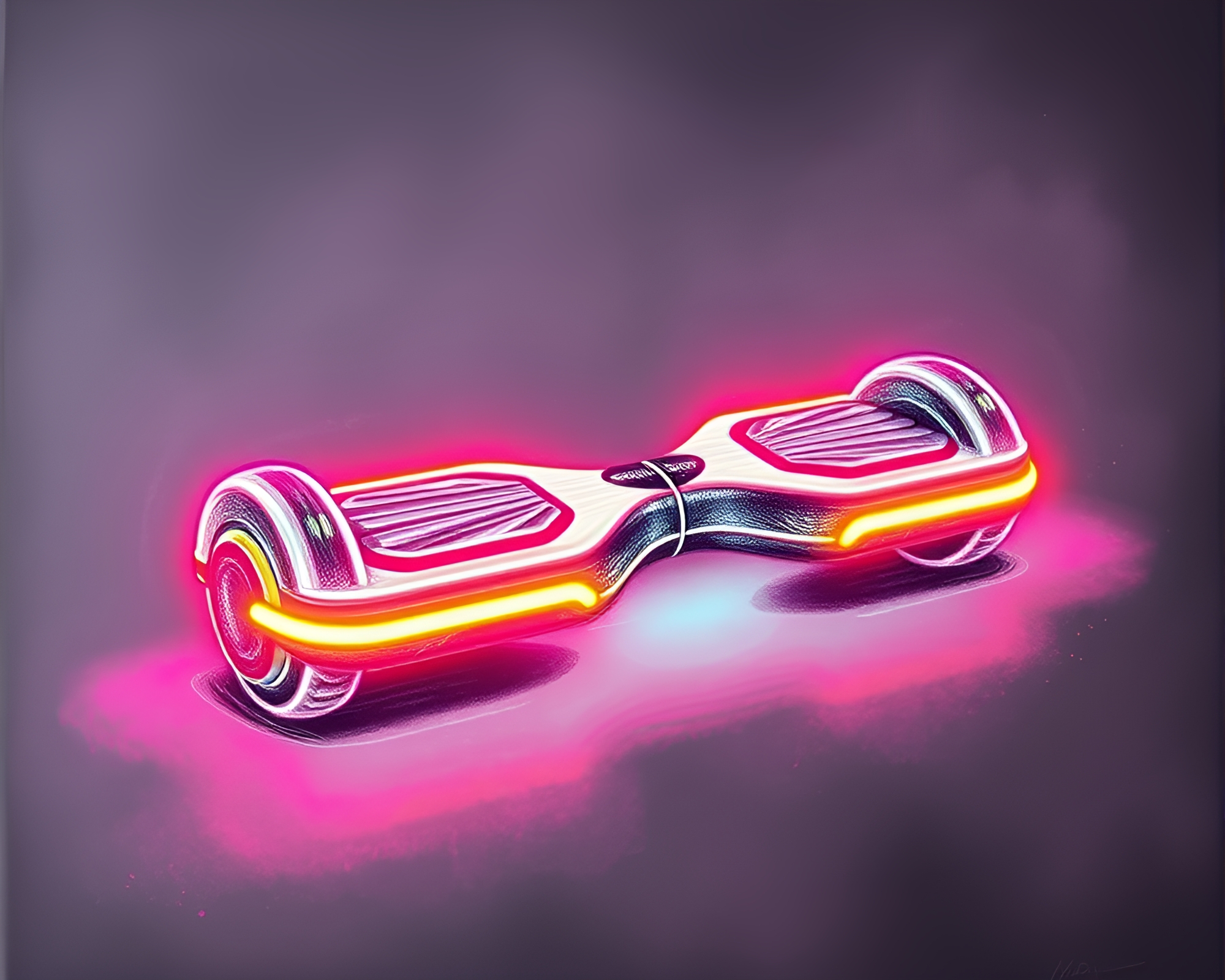 Futuristic Hoverboard Ride in Chalk Pastel World – free AI stock image