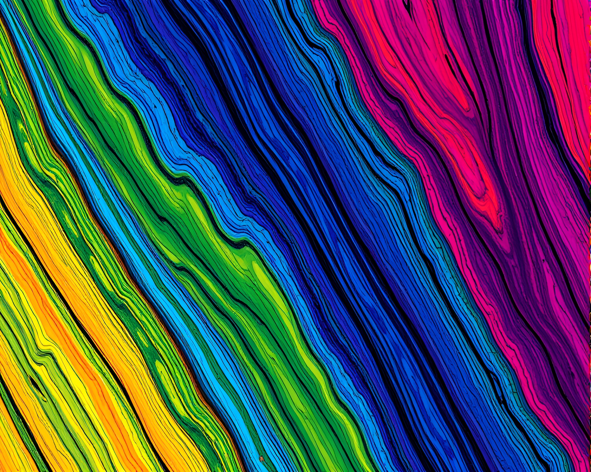 Rainbow Spectrum Ink Calligraphy on Wood Grain AI-Generated Art – free AI stock image