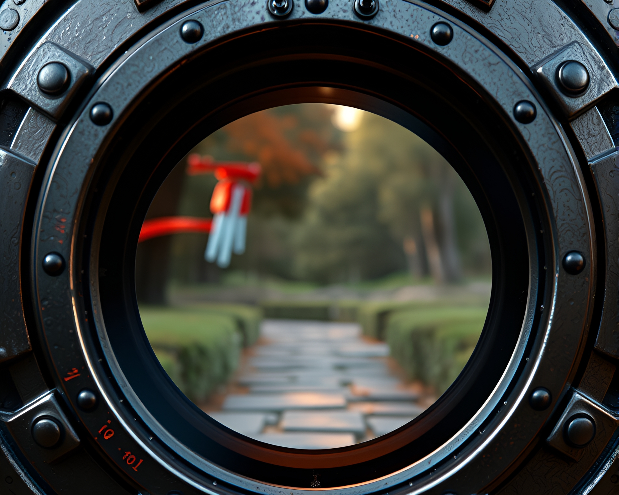 Circular Armor Halo Knight in Path Tracing Light – free AI stock image