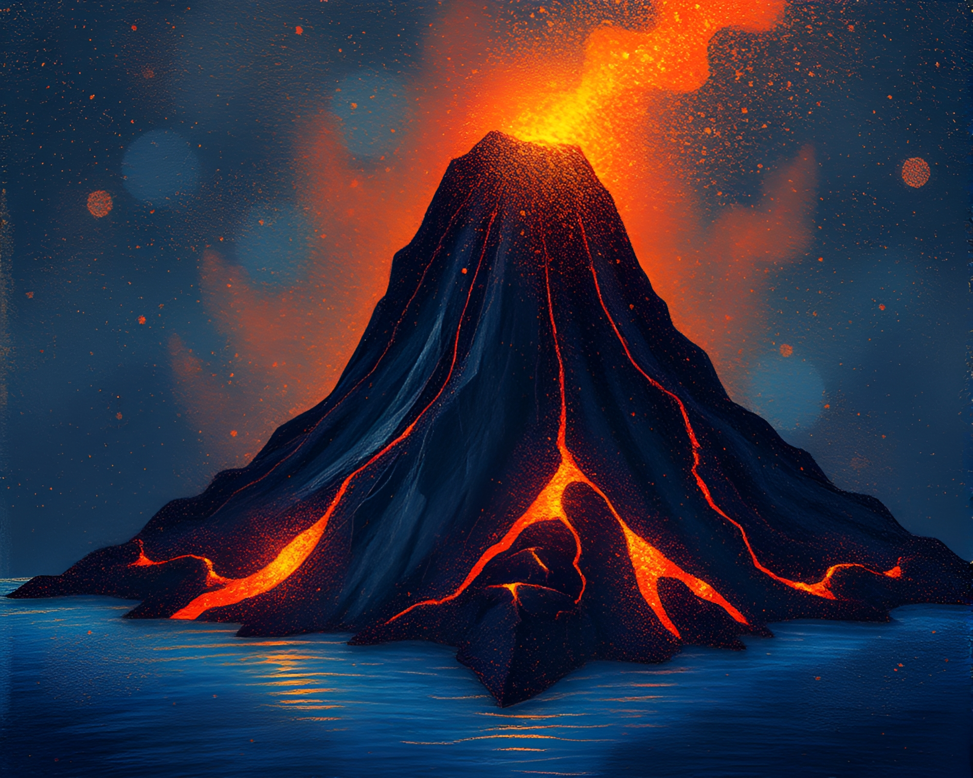 Mystical Volcanic Island with Glitter Dust – free AI stock image