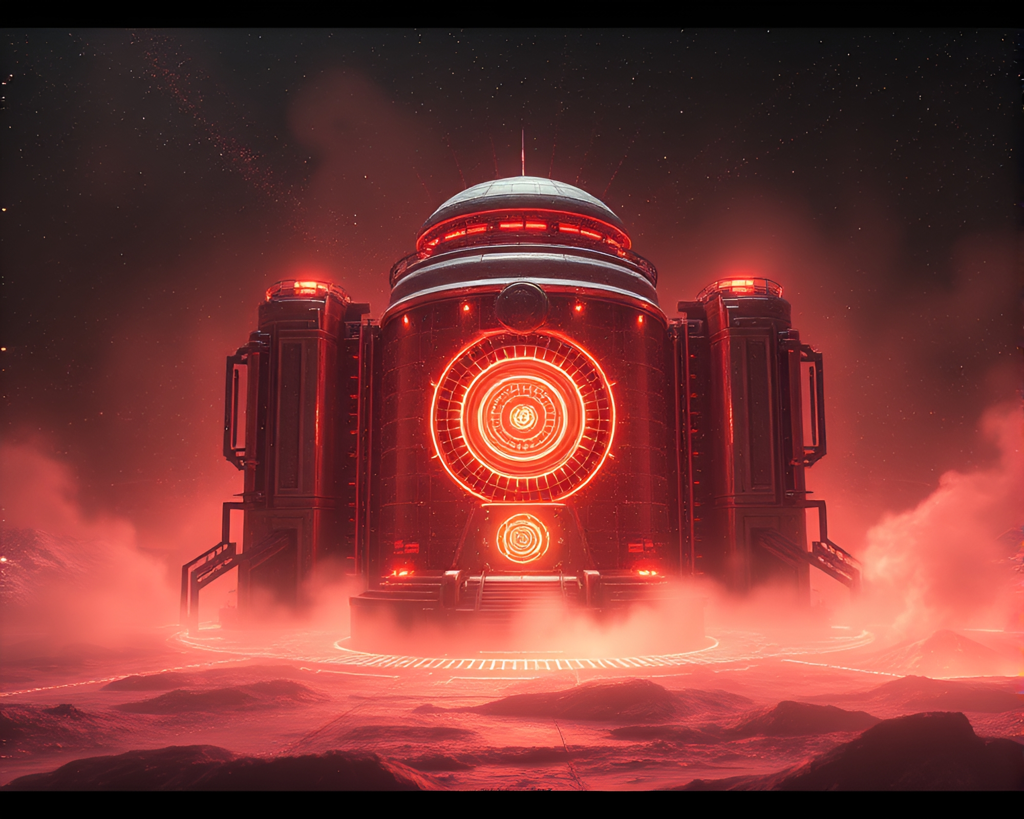 Futuristic Zero-Point Energy Reactor in Rose Gold Hues – free AI stock image