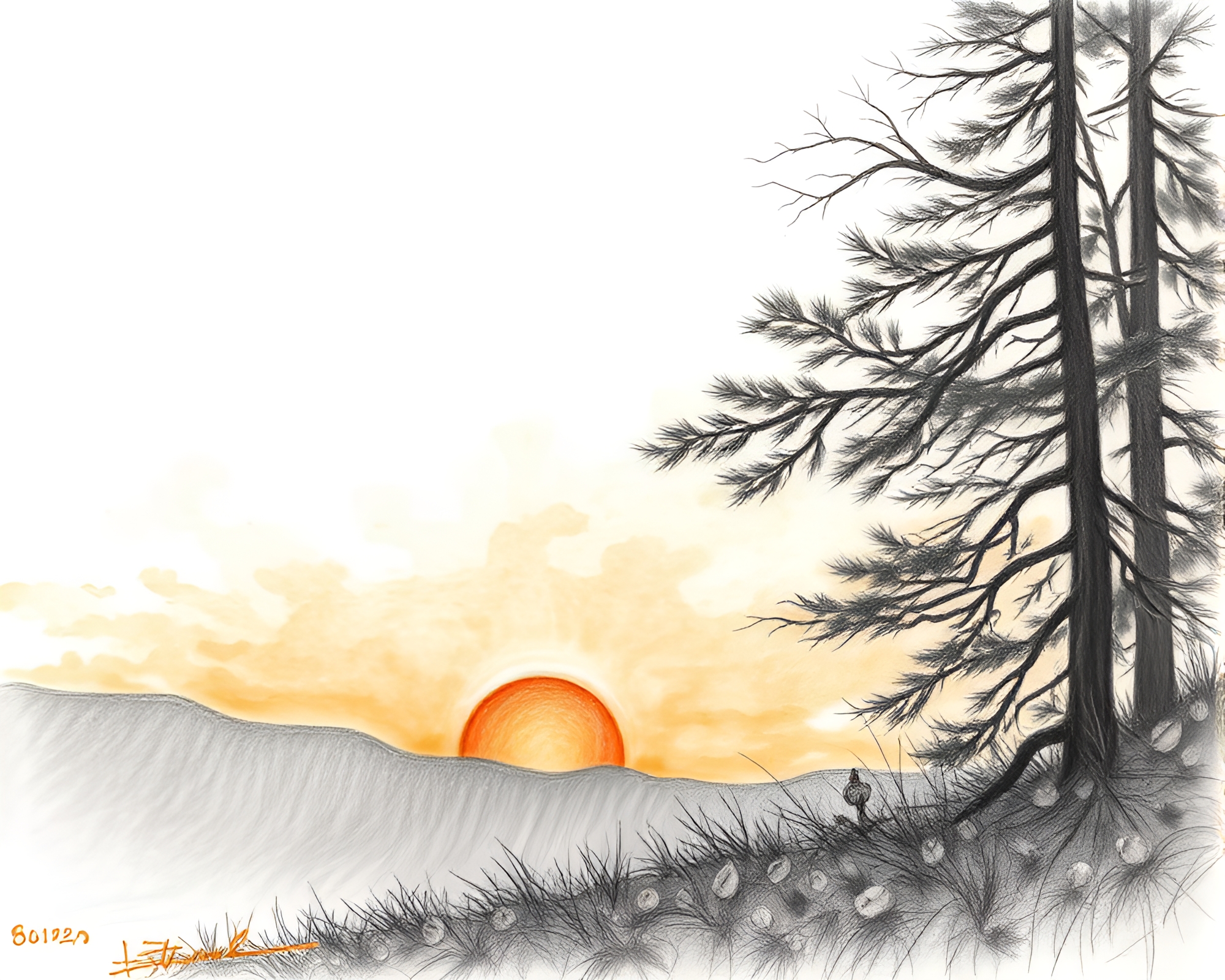 Majestic Chimera Silhouetted Against Fiery Sunset Sketch – free AI stock image