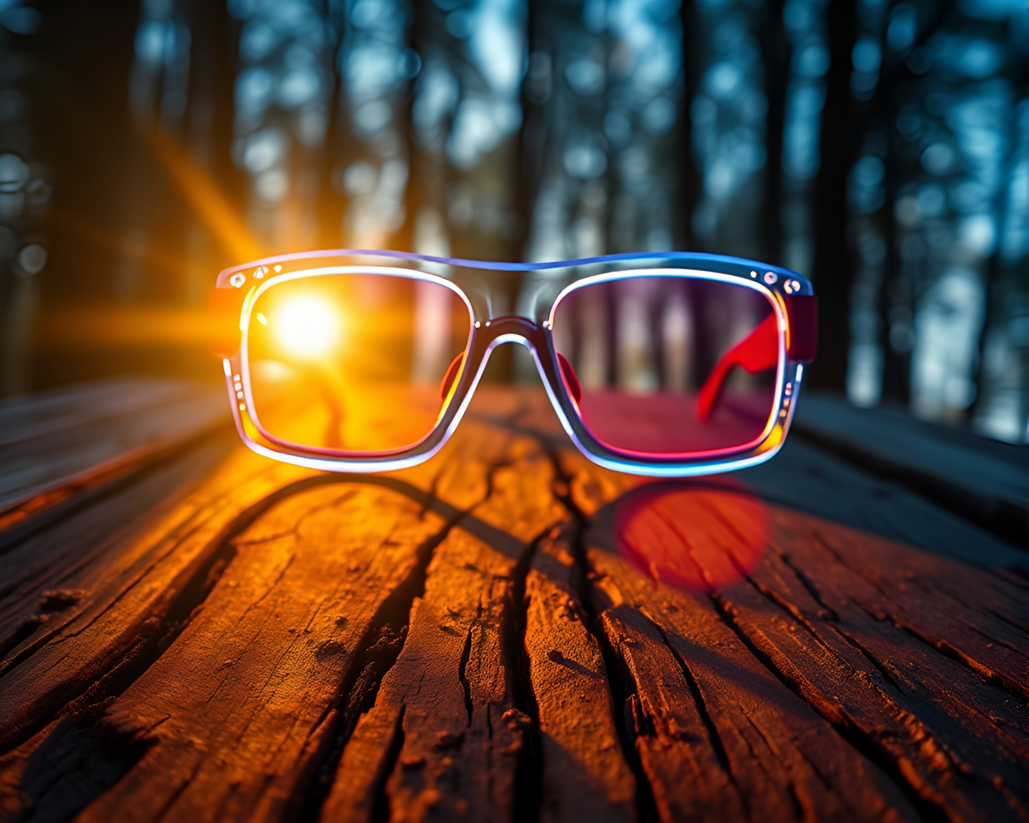 Augmented Reality Glasses in Golden Wood Grains – free AI stock image