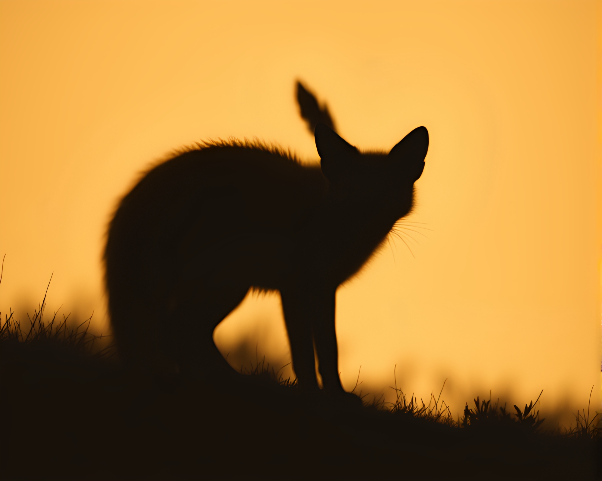 Enigmatic Fennec Fox Shadow Silhouette Art – free AI stock image