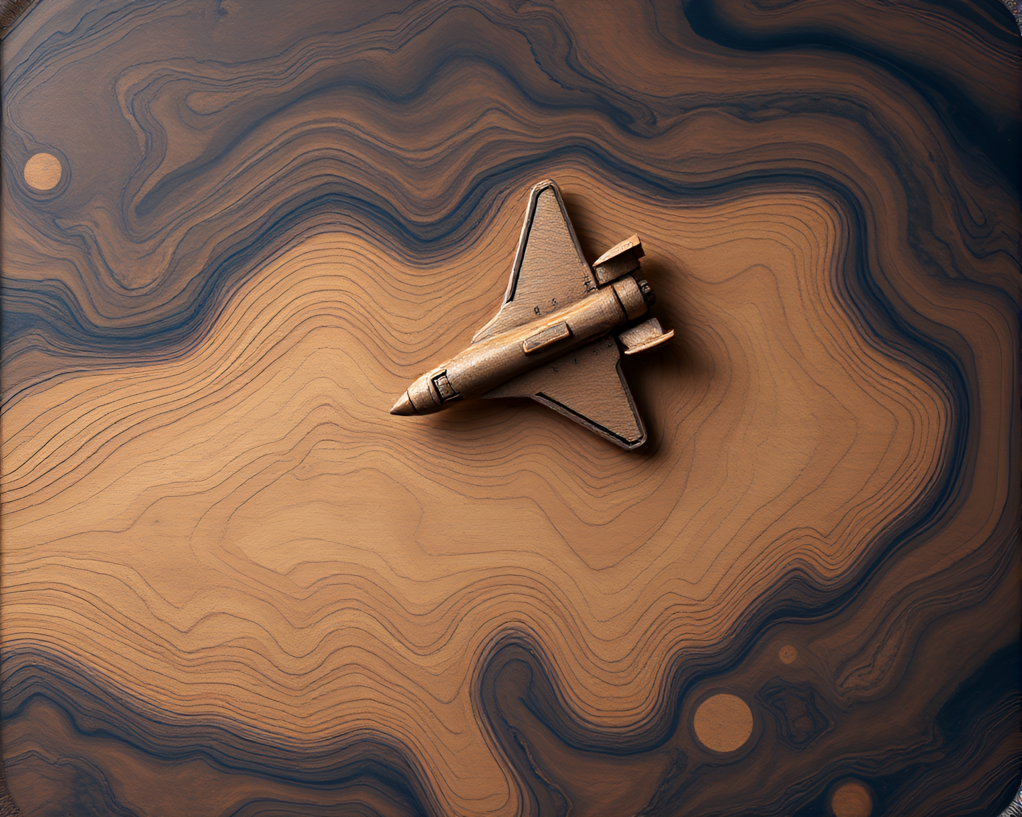 Enigmatic Wood Grain Space Shuttle Art – free AI stock image