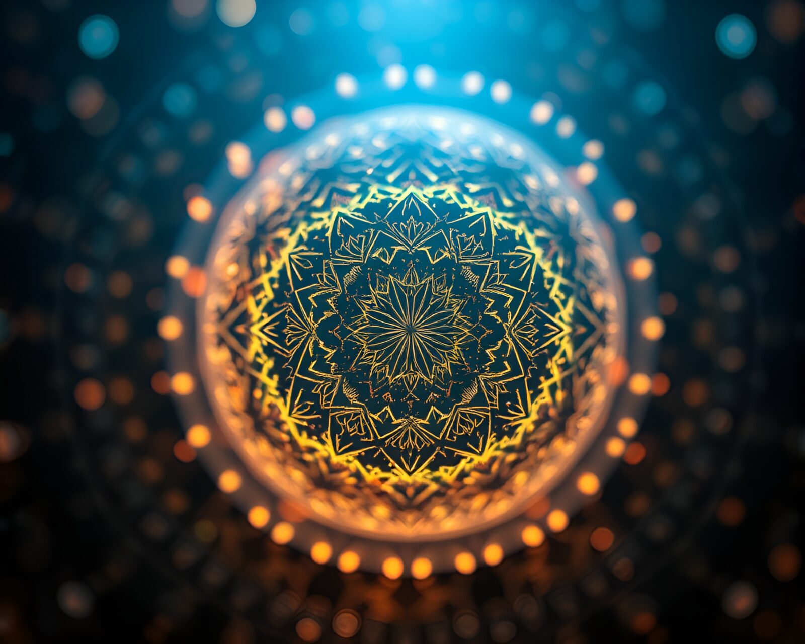 Intricate earth-toned patterns with bokeh effect in virtual reality setting