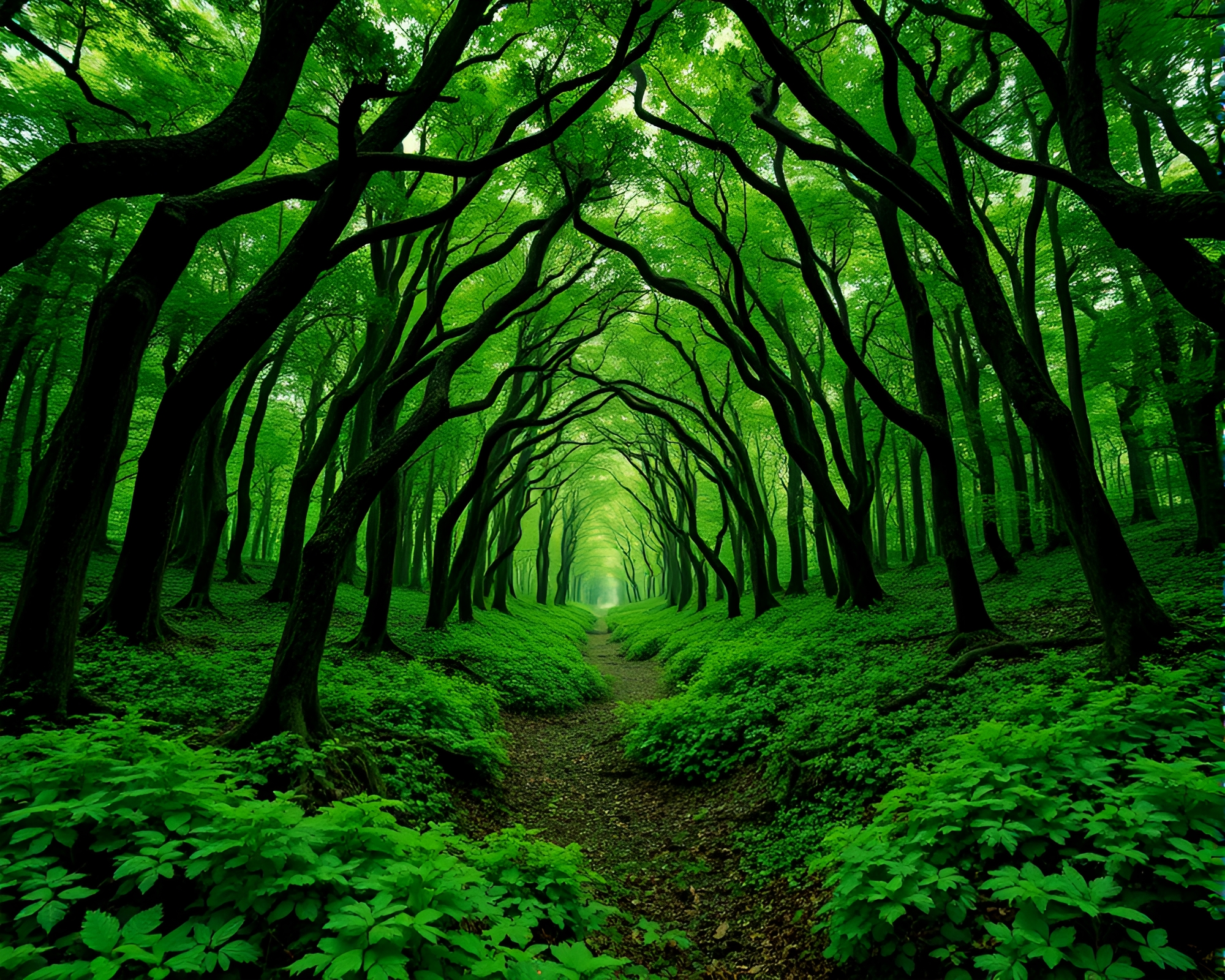 Enchanting Forest Vortex Mosaic – free AI stock image
