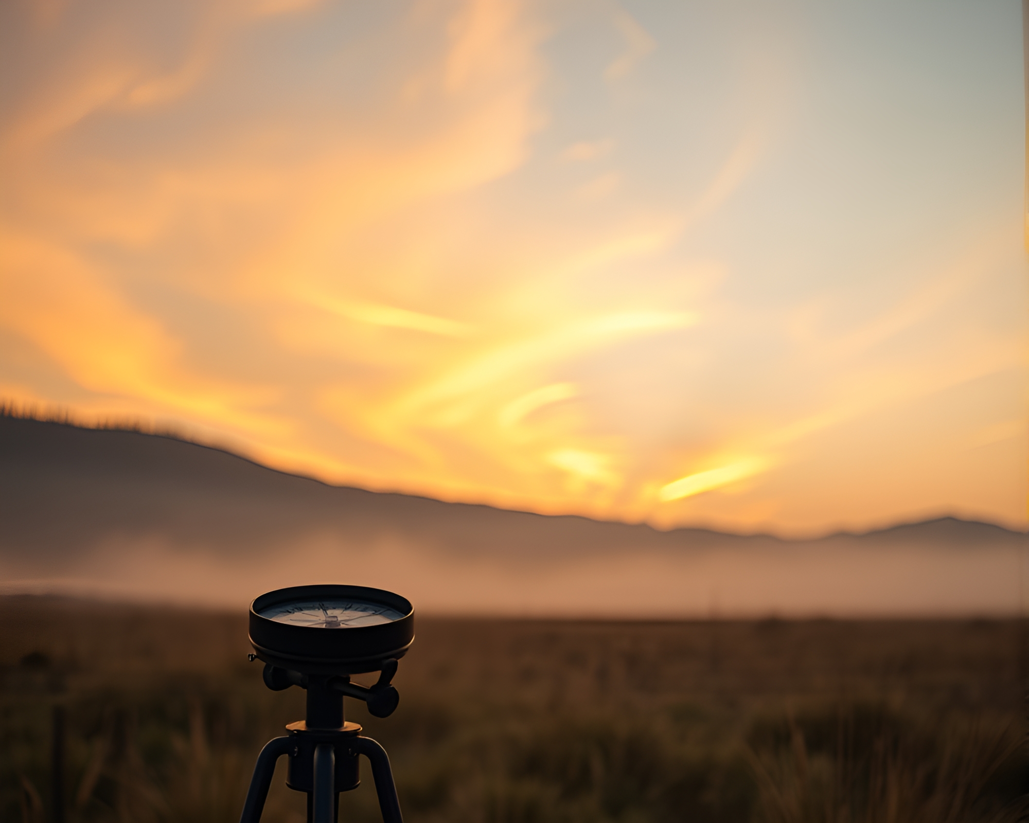Antique Compass in Cool Dawn Light Color Field – free AI stock image