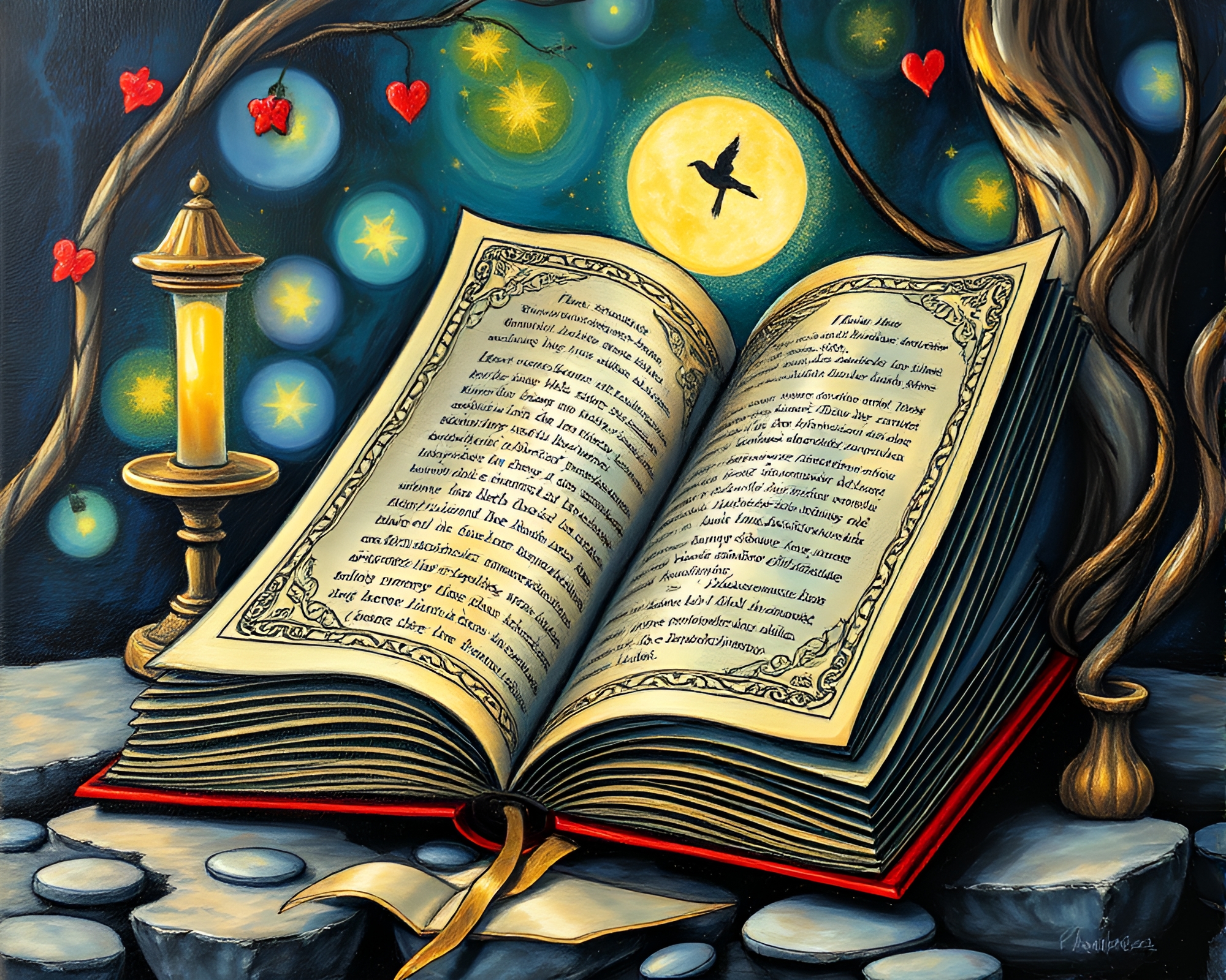 Enchanted Book Cover with Crosshatching Detail – free AI stock image