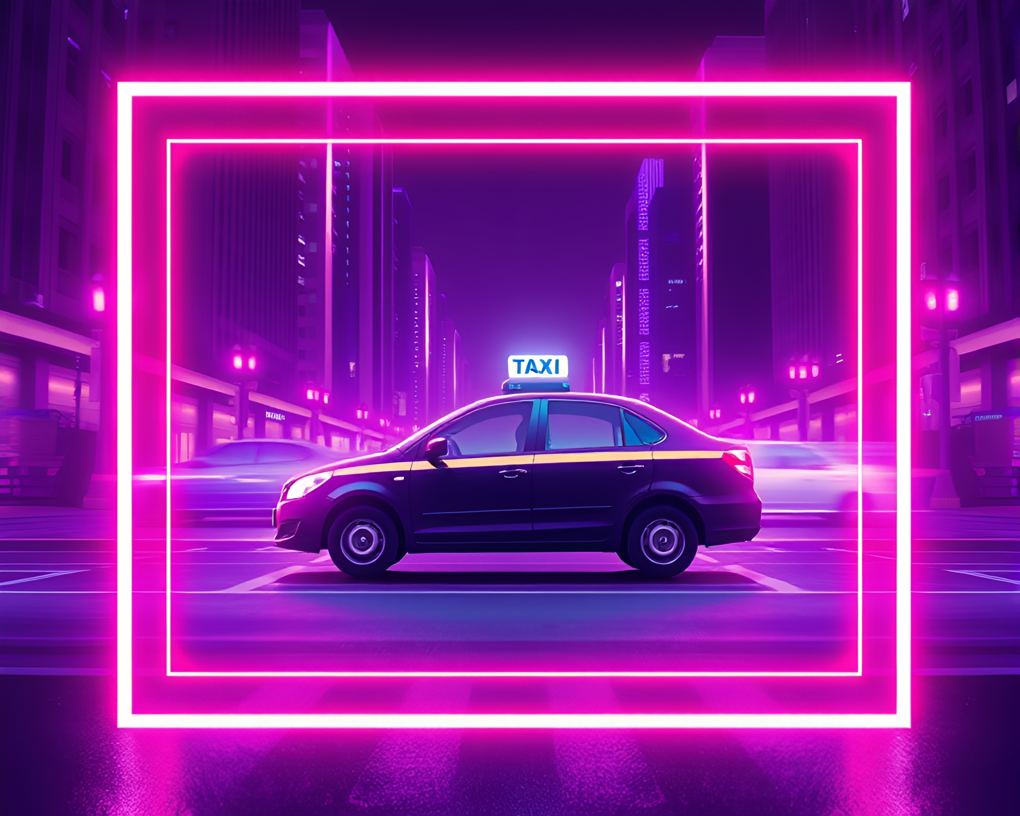 Twilight Hover Taxi Through Algorithmic Frame – free AI stock image