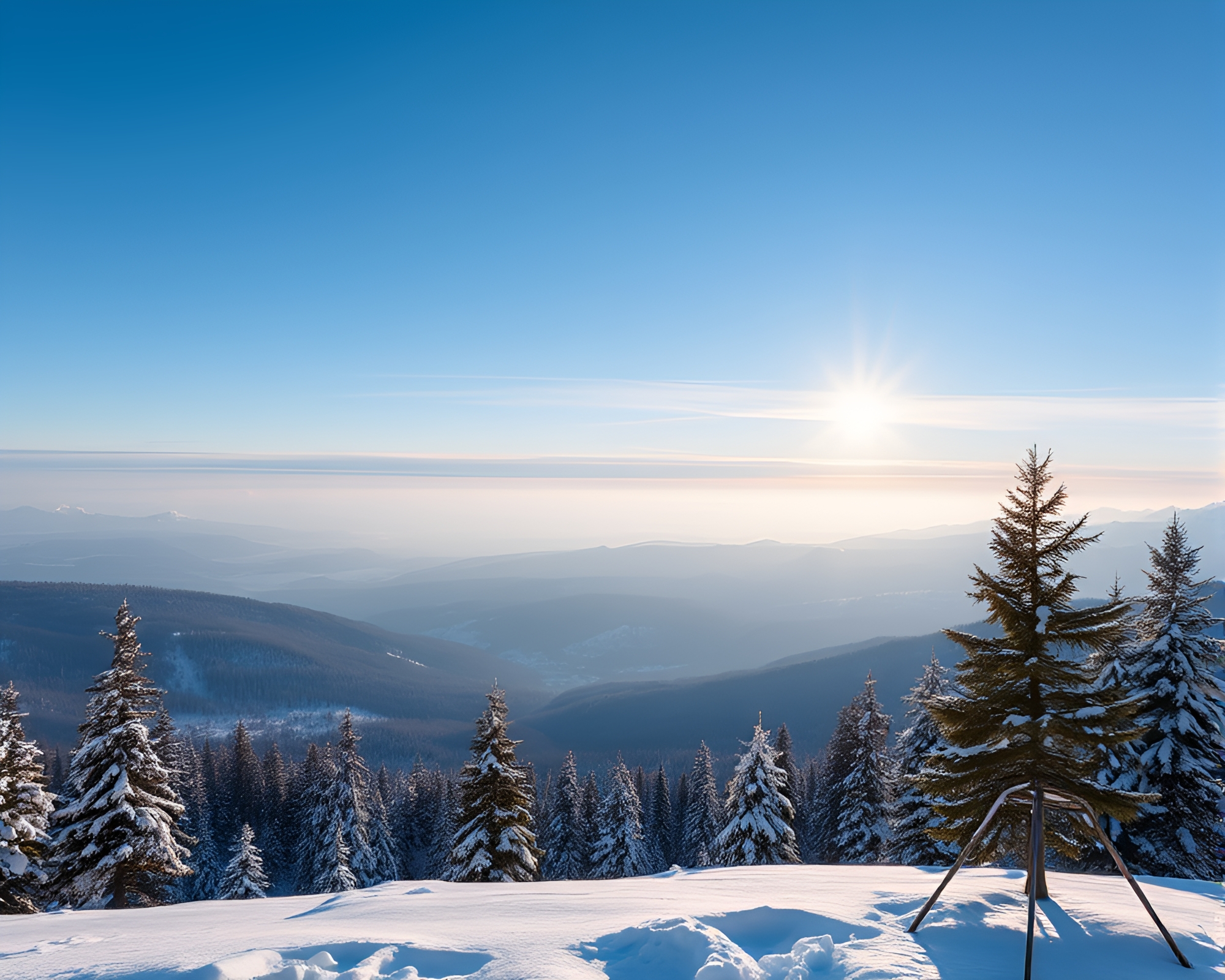 Serenity in Winter: Panoramic Compass View – free AI stock image