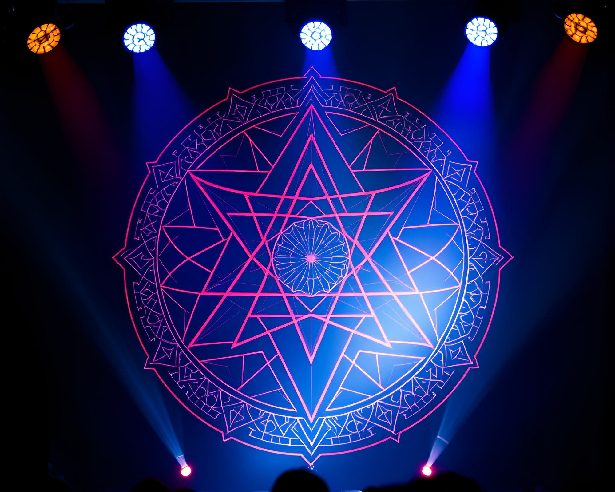 Sacred Geometry Concert Lights Tattoo Composition – free AI stock image