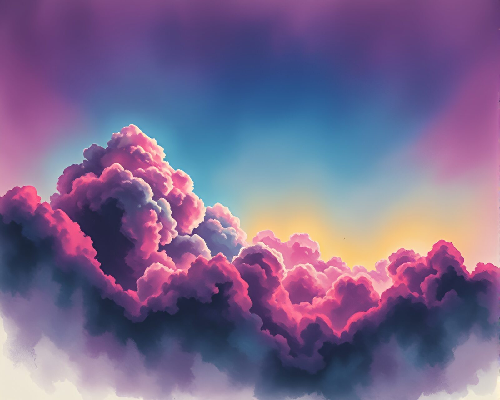 Mystical lovecraftian clouds in eerie neon colors