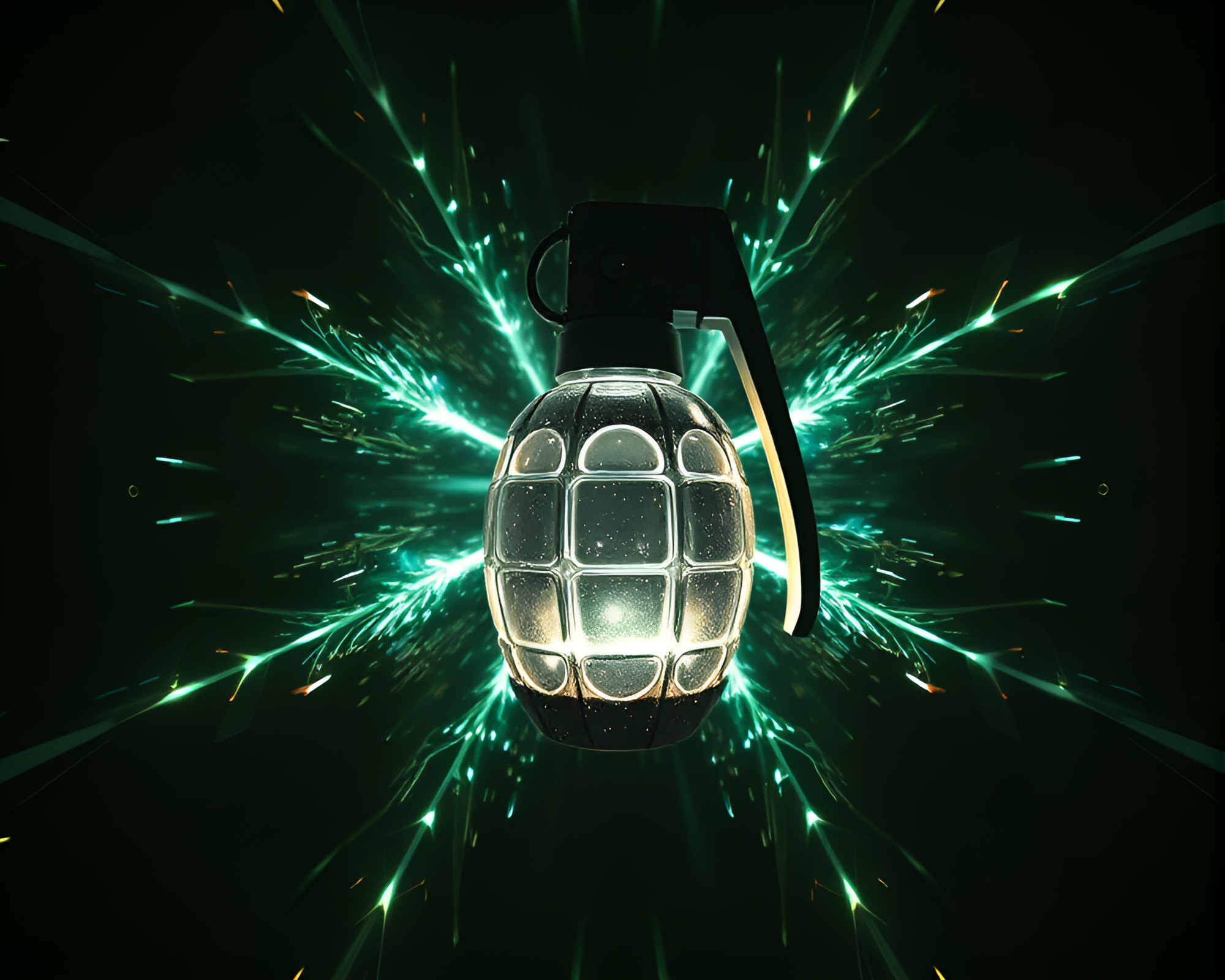 Symmetrical Antimatter Grenade Explosion Illuminated by High-Key Lighting – free AI stock image