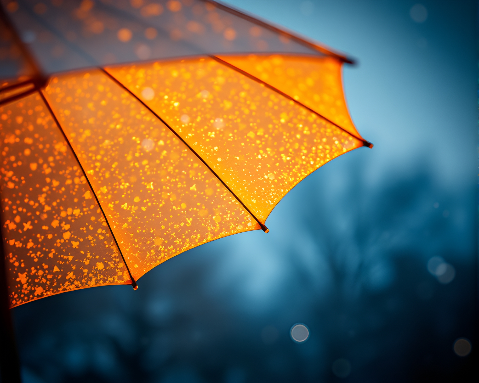 Snowflake-Embellished Umbrella in Golden Hour Duochrome Glow – free AI stock image