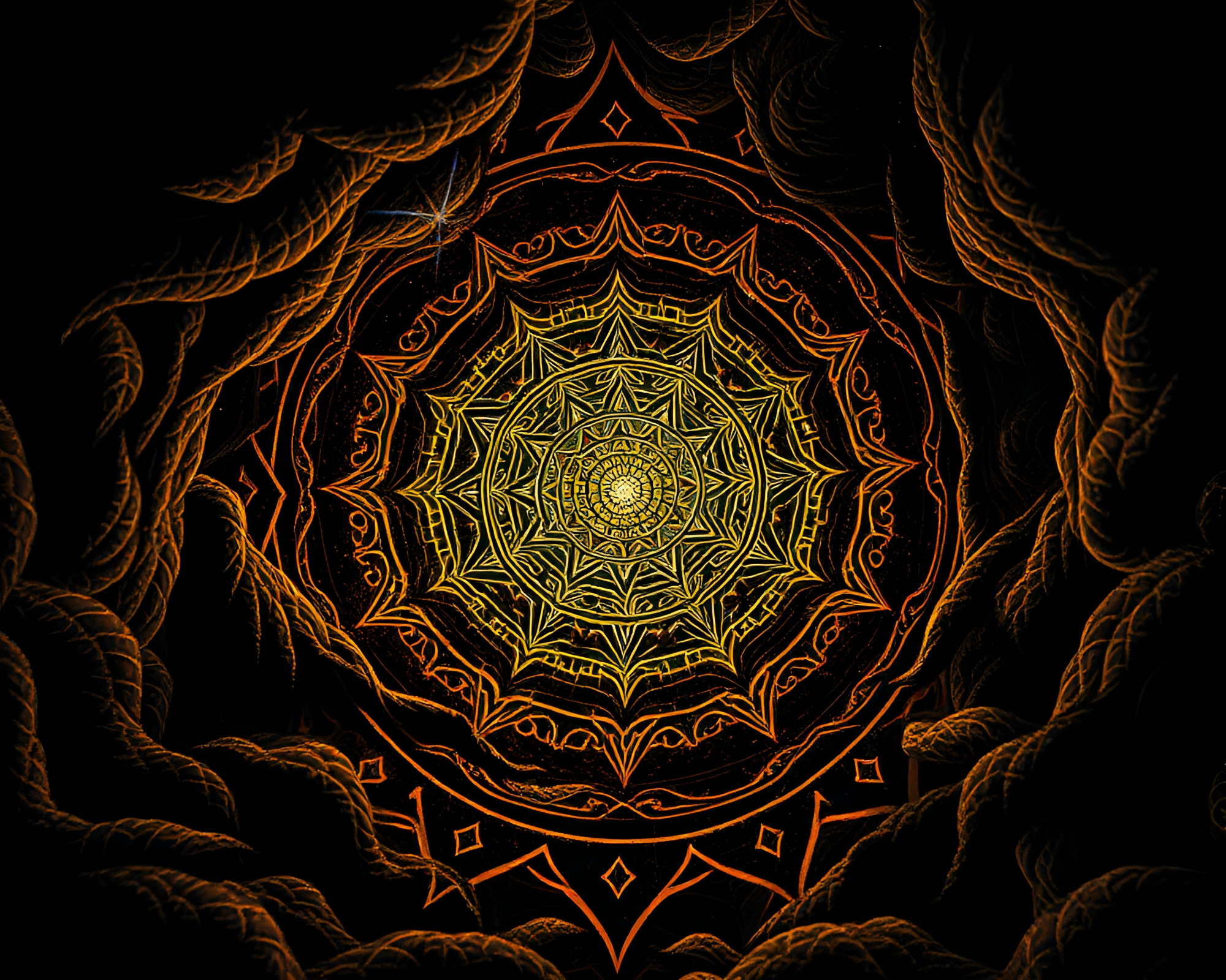 Esoteric Sigil Illuminated by Enigmatic Light Leaks – free AI stock image