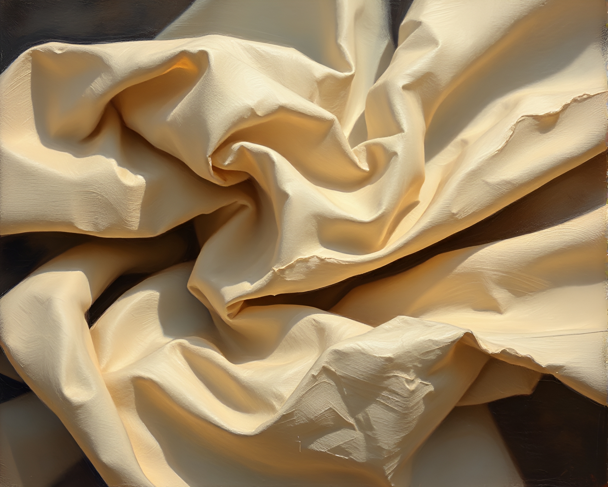 Dramatic Fabric Folds in Hatching Oil Painting – free AI stock image