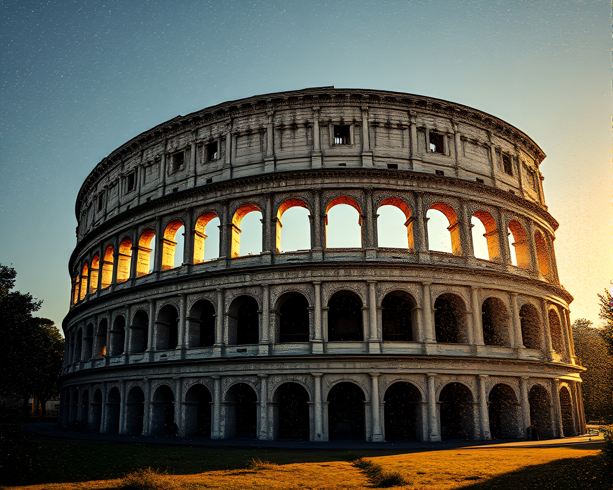 Roman Coliseum Stencil Shadows Procedural Texture Art – free AI stock image