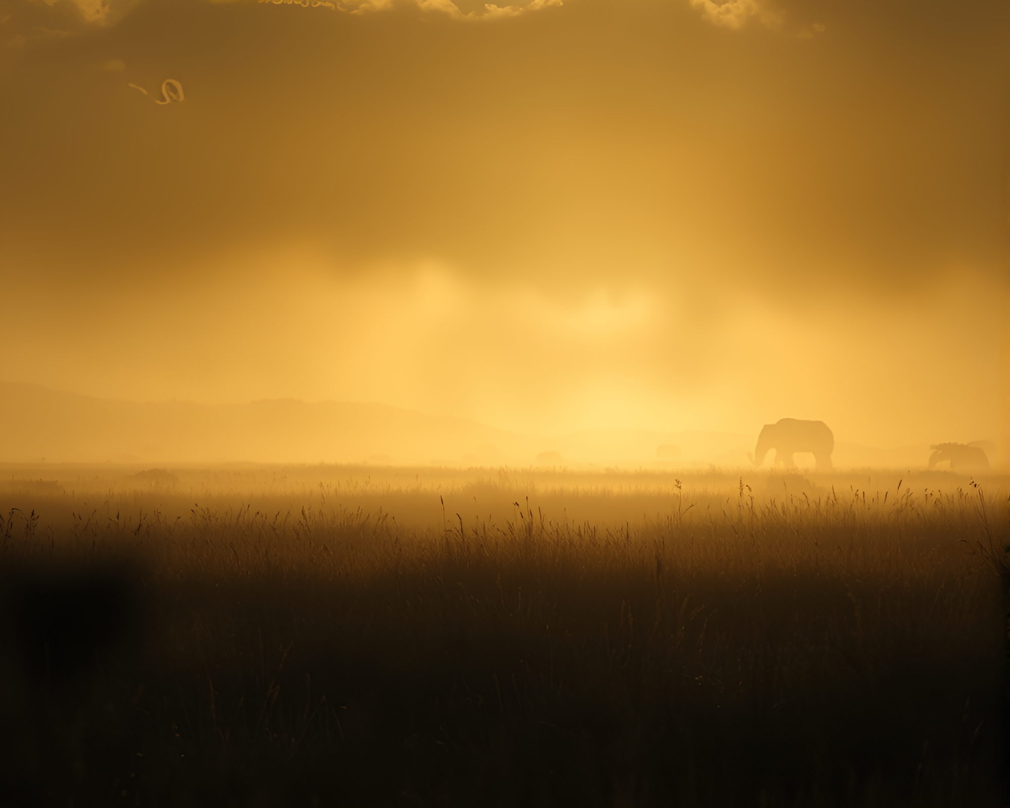 Savannah Grassland Light Leaks Landscape Etching – free AI stock image
