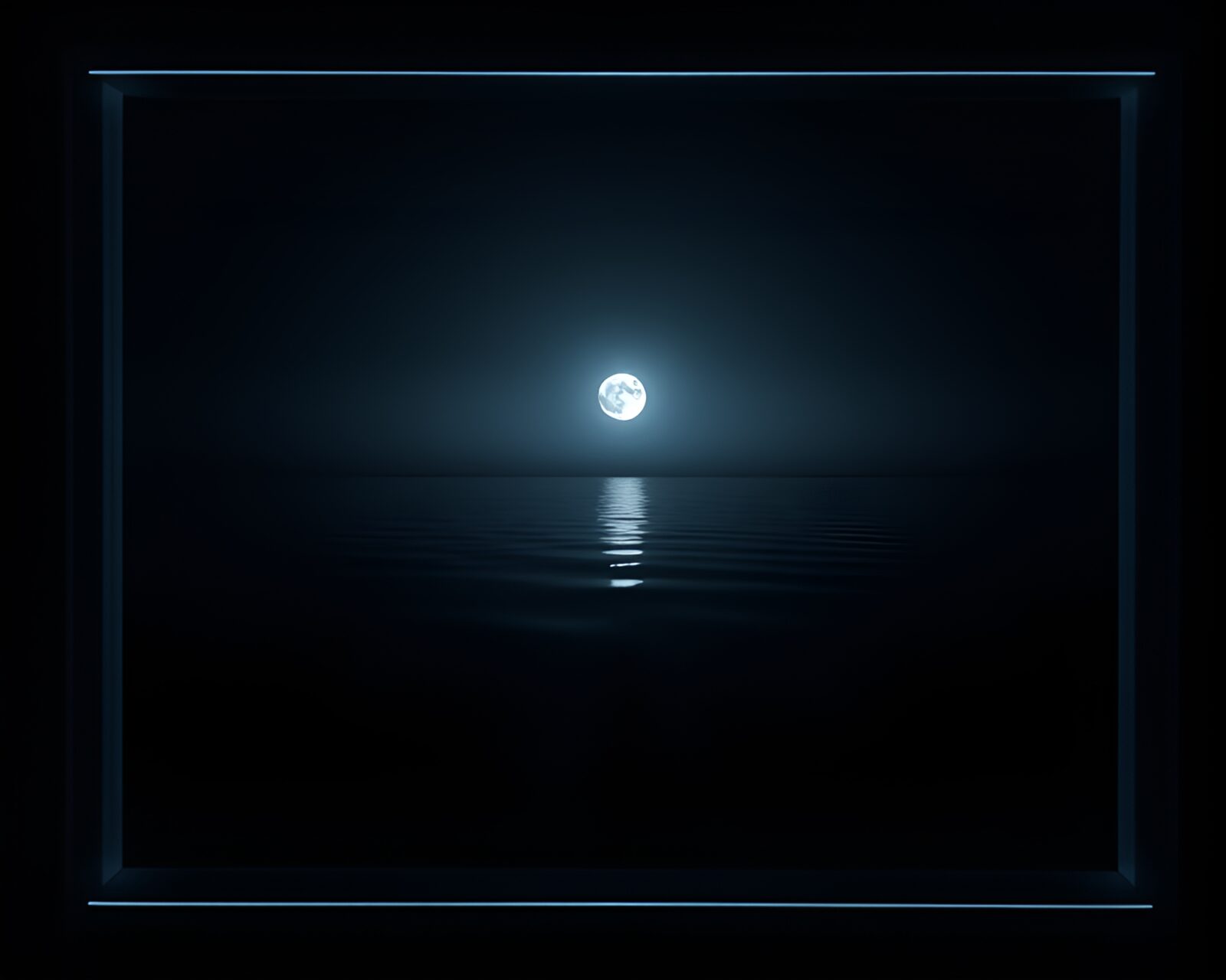 A surreal underwater scene of moonlit submersible frame.