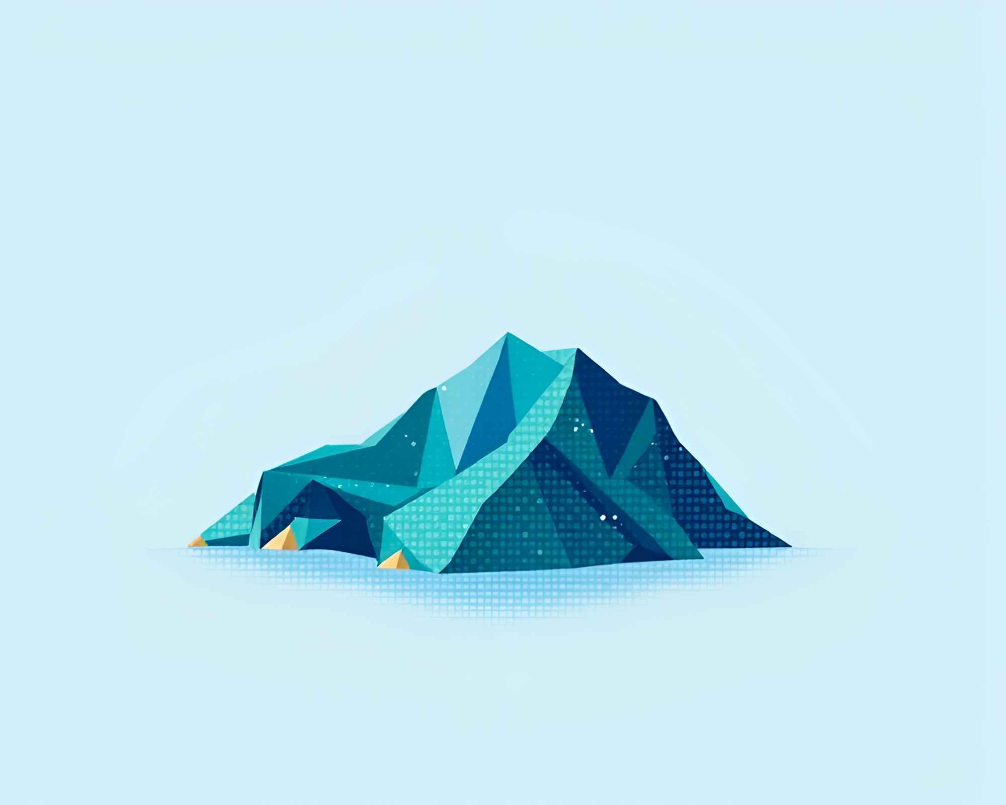 Origami Island in Ocean-Blue Dot Matrix – free AI stock image