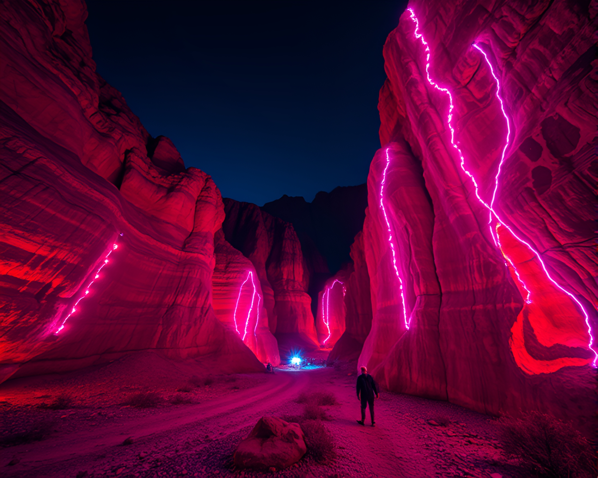 Eroded Canyon Carnival: Light Leaks and ASCII Art – free AI stock image
