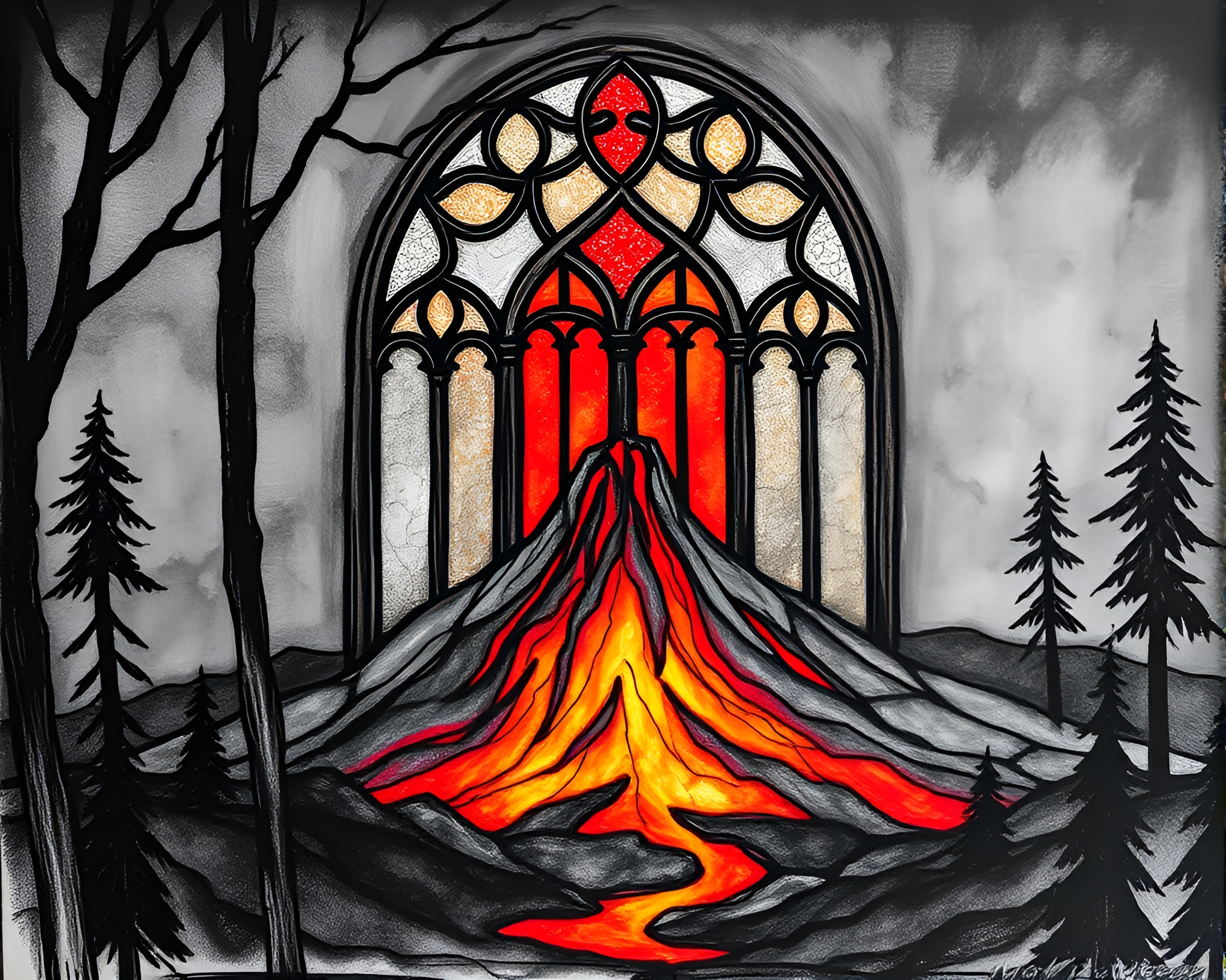 Intricate Stained-Glass Window with Foil Stamping – free AI stock image