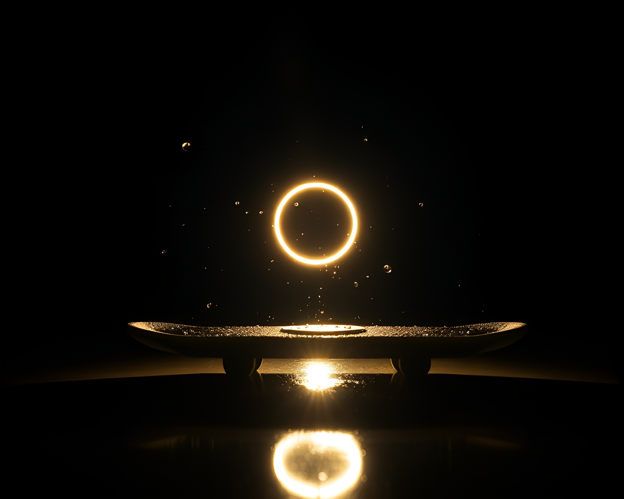 Neon Hoverboard Eclipse: Water Droplets Composition – free AI stock image