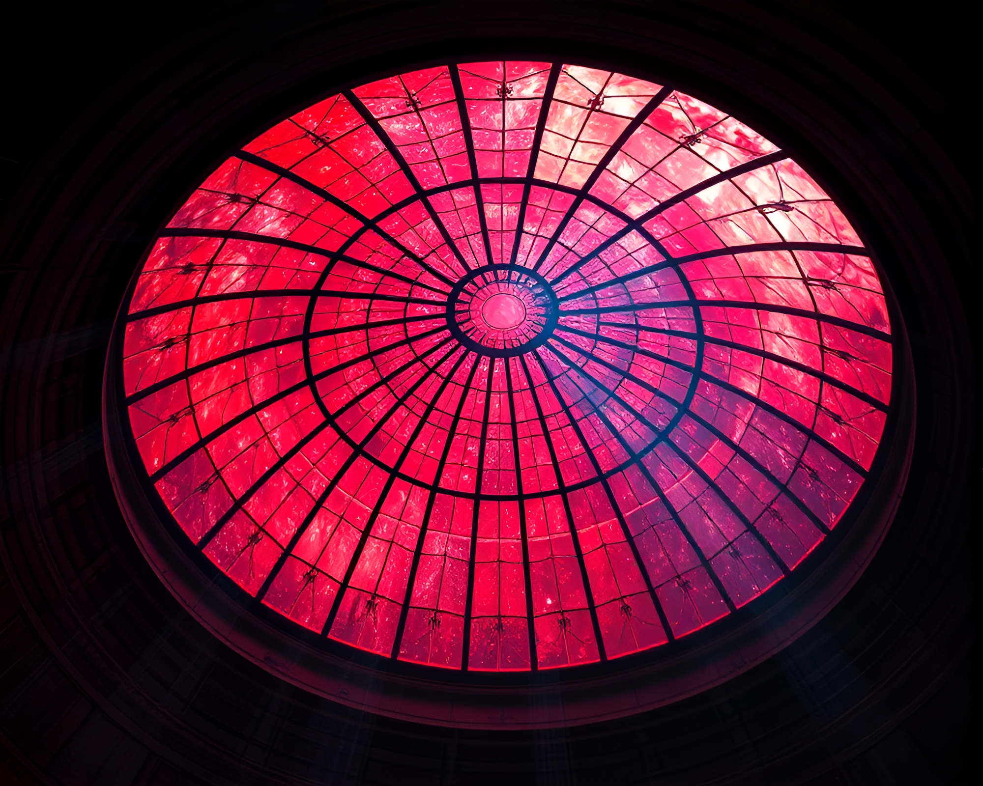 Stained Glass Dome Illuminated by Fiber Optics – free AI stock image