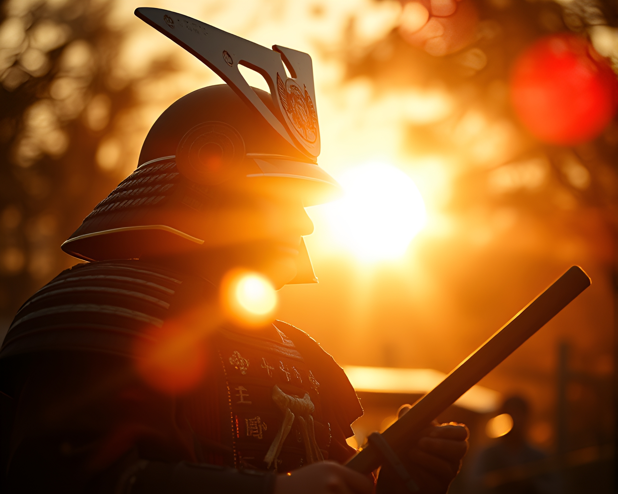 Samurai Warrior Embraced by Infrared Sunlight – free AI stock image