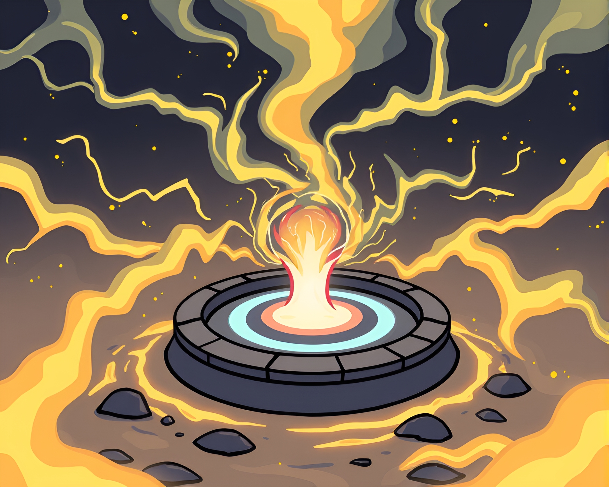 Whirling Zero-point Energy Reactor Cartoon Illustration – free AI stock image