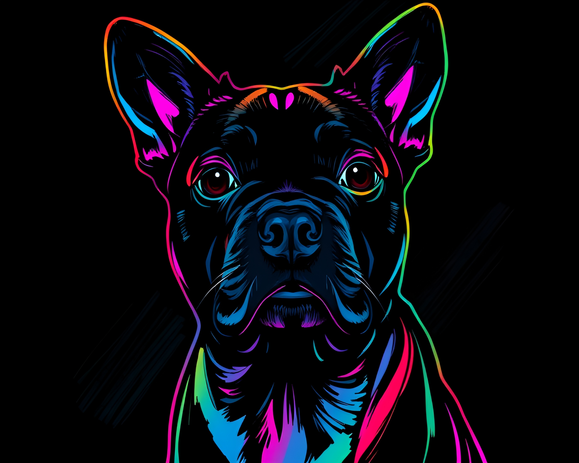 Neon Holographic Pet on Charcoal Pop Art Background – free AI stock image