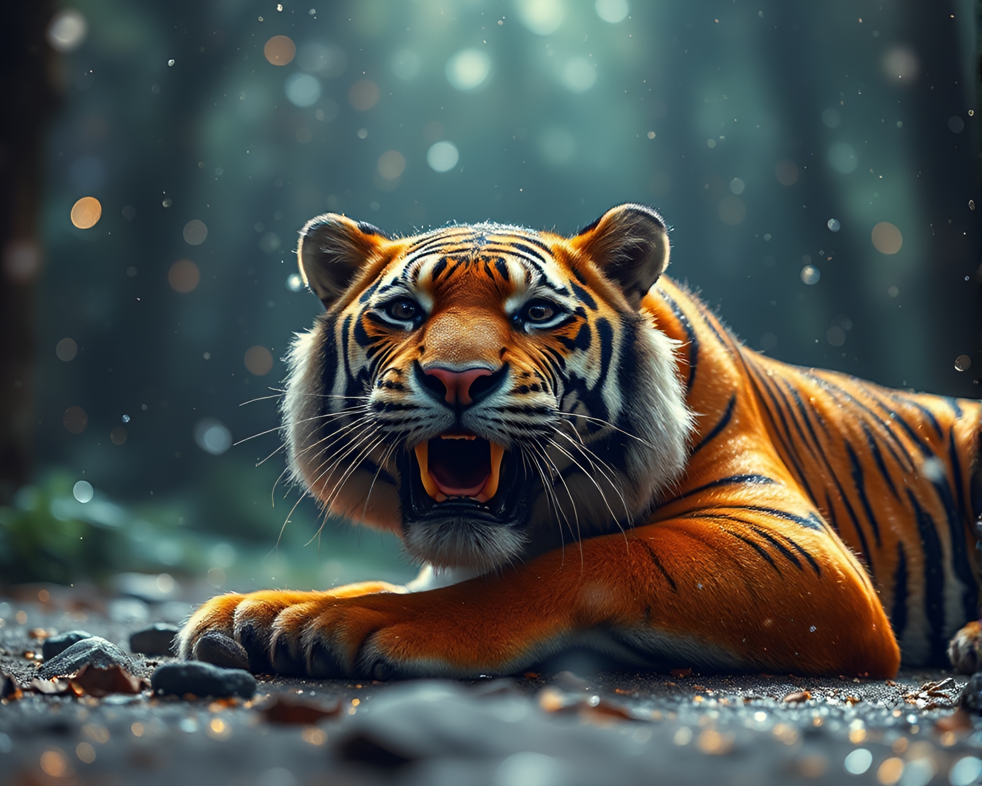 Enchanting Tiger in Glittery Subsurface Scattering View – free AI stock image