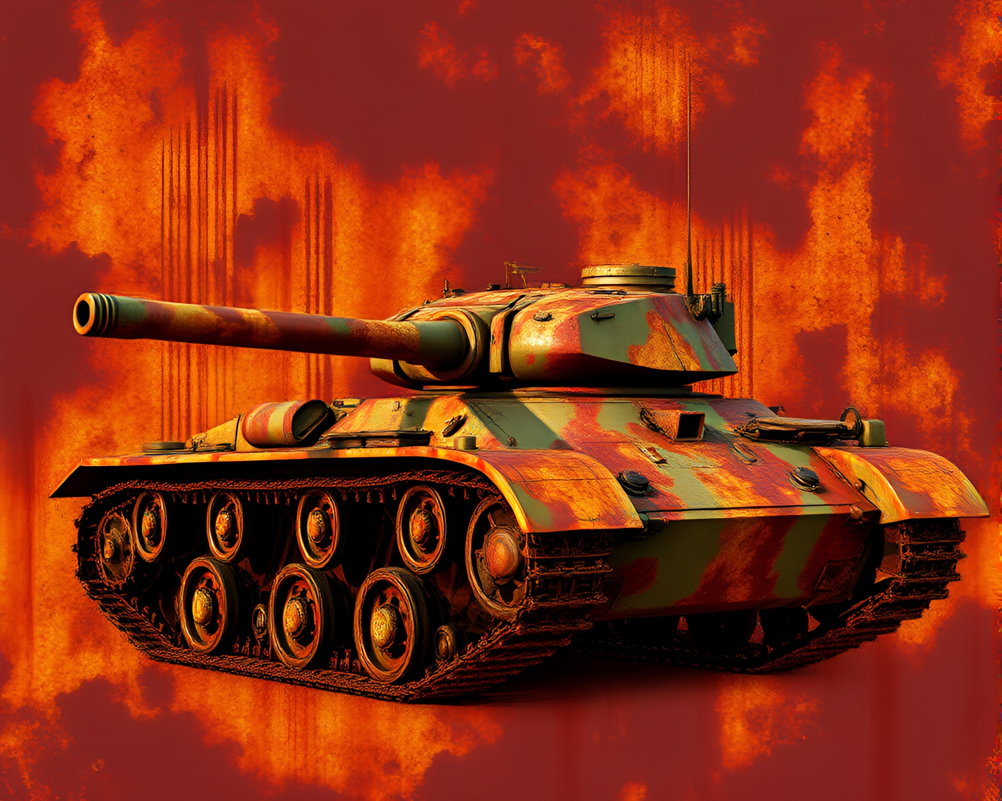 Armored tank with rust-streaked HDR lighting – free AI stock image