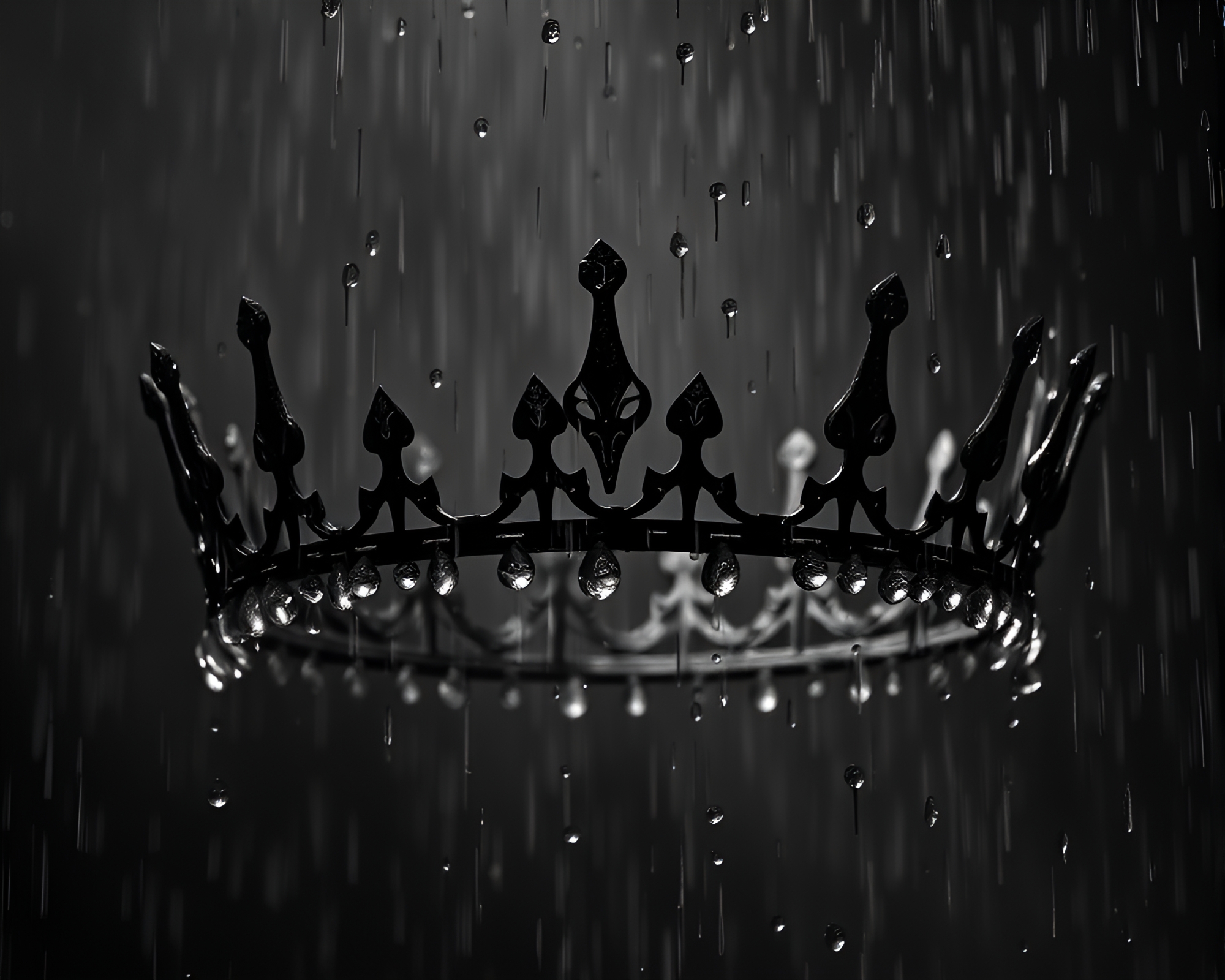 Crown of Necromantic Shade in Rain Droplets – free AI stock image