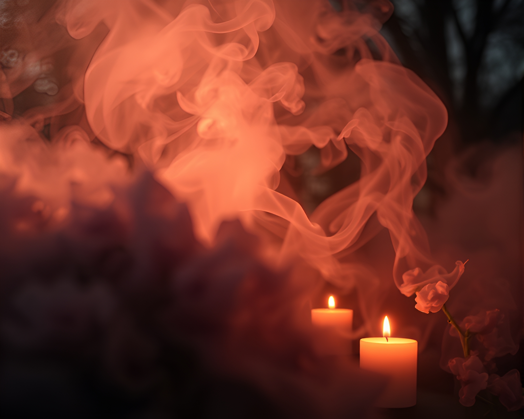 Holographic Sky Garden: Candle Smoke Illumination – free AI stock image
